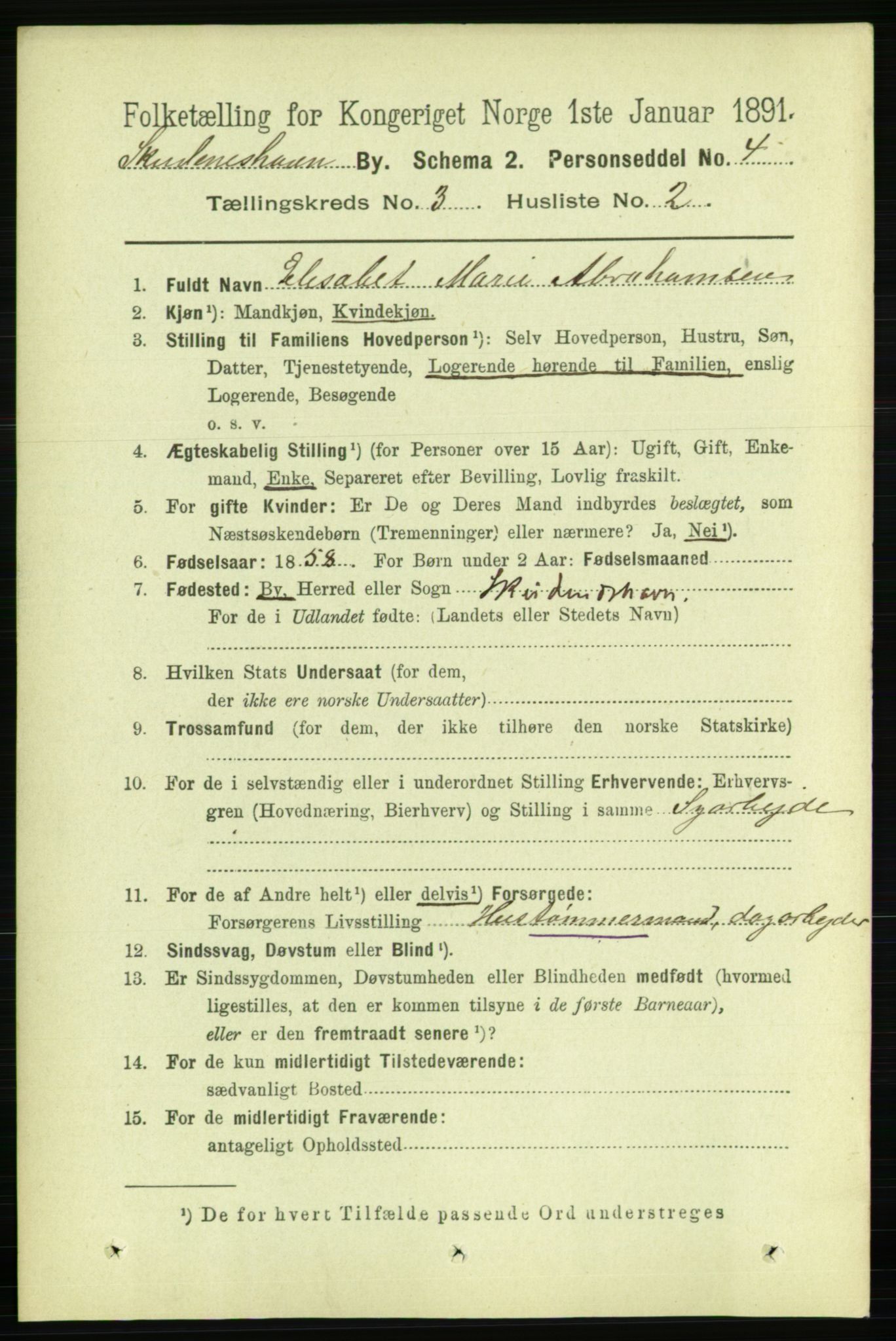 RA, 1891 census for 1104 Skudeneshavn, 1891, p. 971