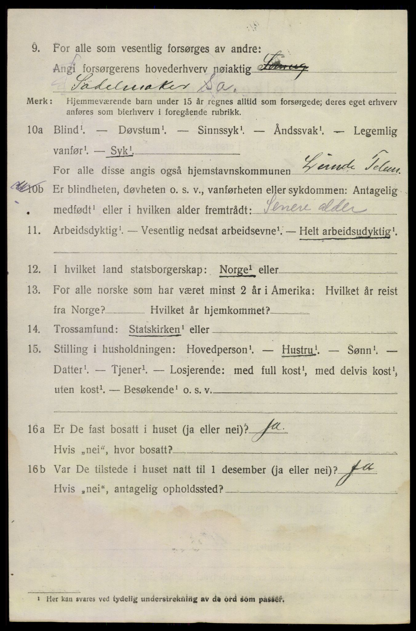 SAKO, 1920 census for Lunde, 1920, p. 1630