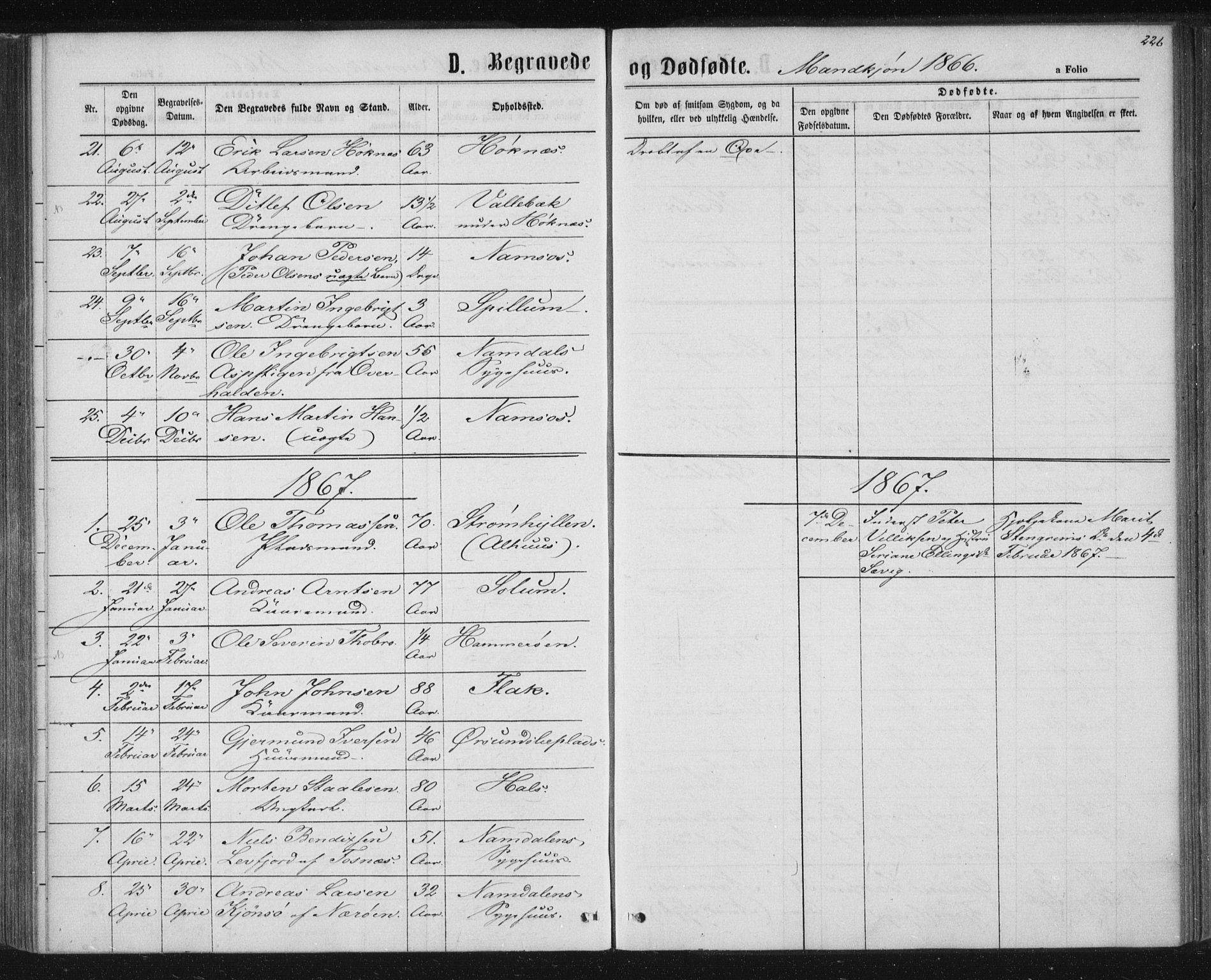 Ministerialprotokoller, klokkerbøker og fødselsregistre - Nord-Trøndelag, SAT/A-1458/768/L0570: Parish register (official) no. 768A05, 1865-1874, p. 226