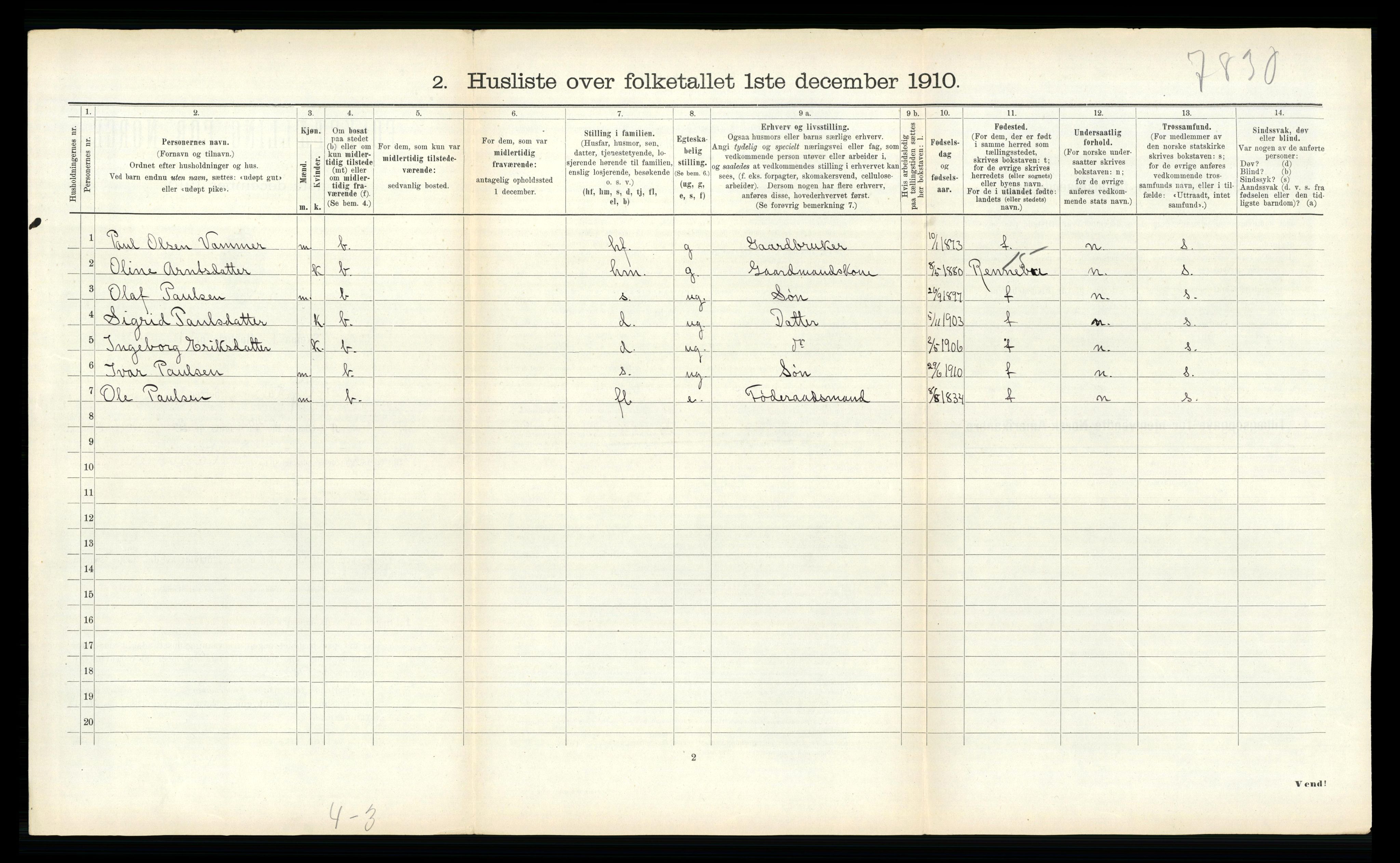 RA, 1910 census for Oppdal, 1910, p. 490