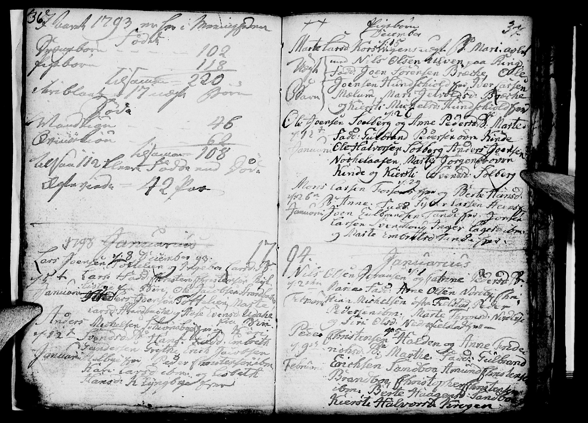 Ringsaker prestekontor, SAH/PREST-014/I/Ia/L0005/0006: Parish register draft no. 1F, 1793-1796, p. 36-37