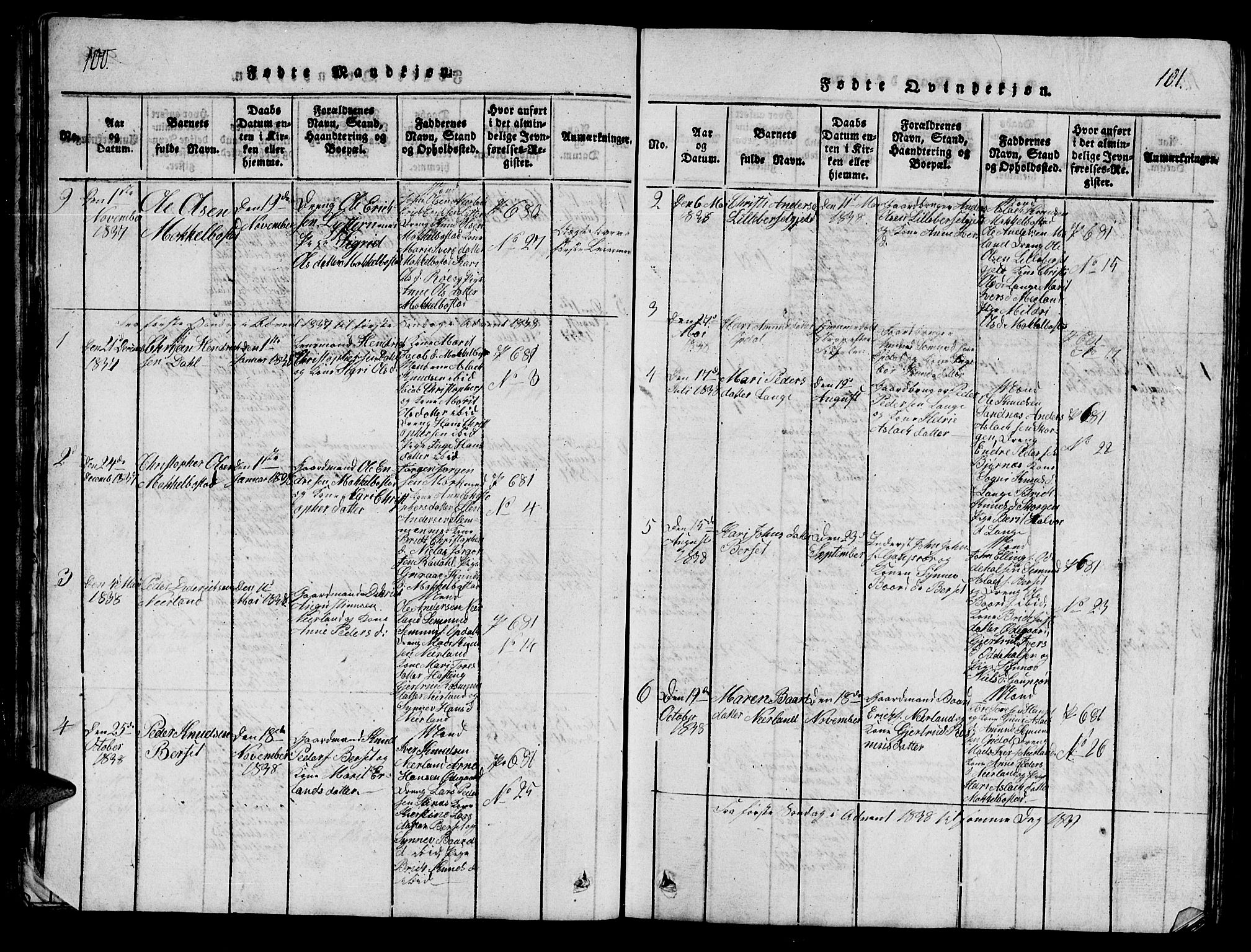 Ministerialprotokoller, klokkerbøker og fødselsregistre - Møre og Romsdal, SAT/A-1454/554/L0644: Parish register (copy) no. 554C01, 1818-1851, p. 100-101