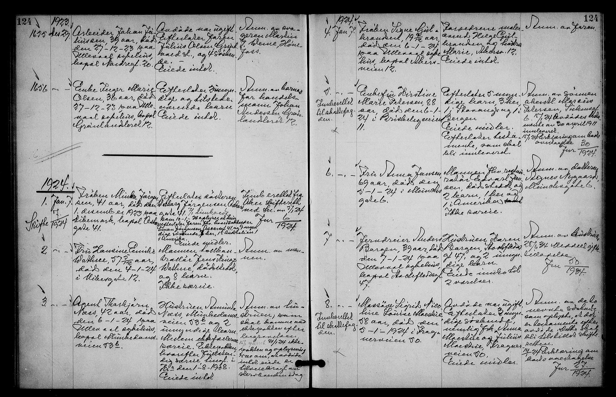 Oslo skifterett, AV/SAO-A-10383/G/Ga/Gac/L0012: Dødsfallsprotokoll, 1923-1925, p. 124