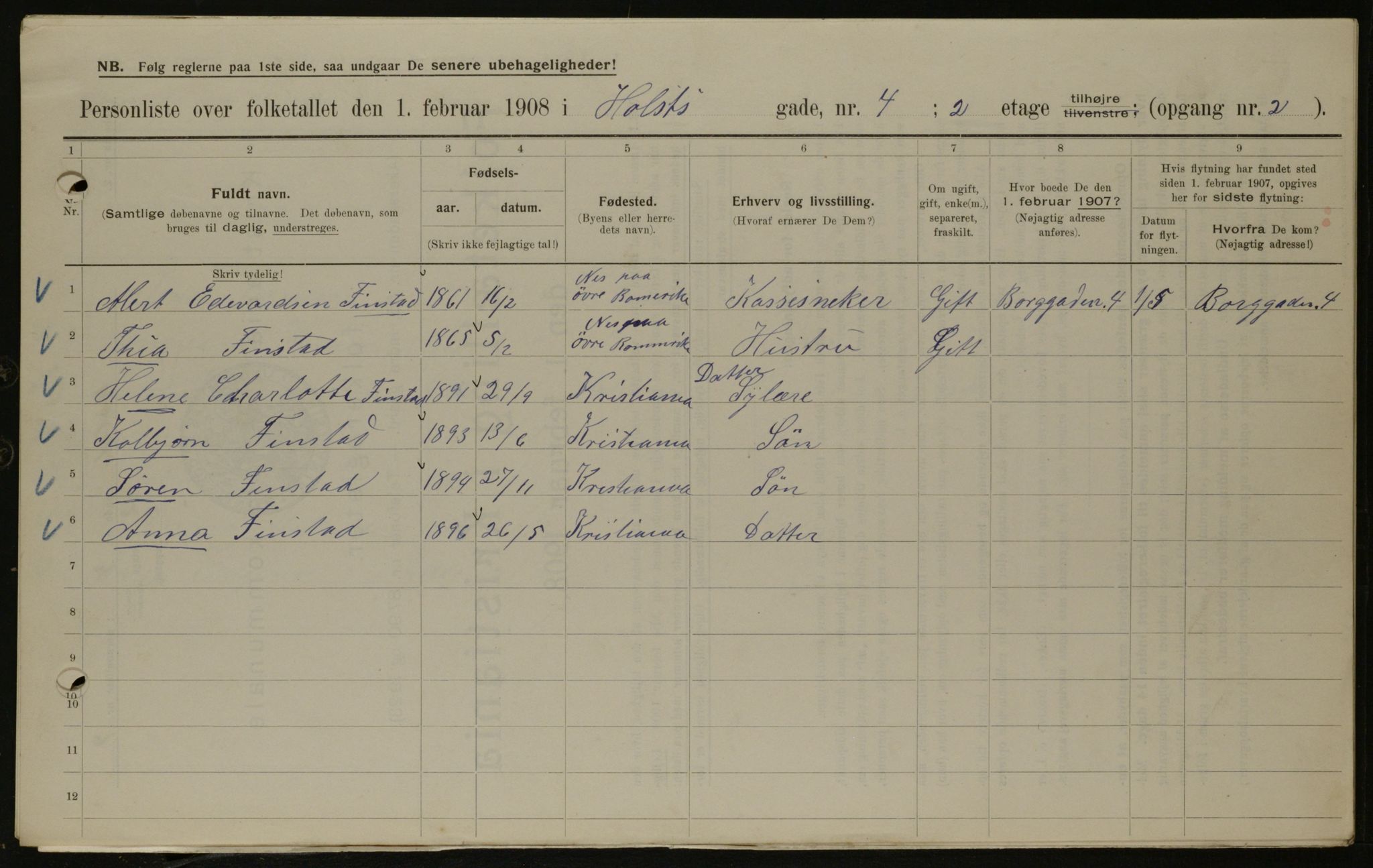 OBA, Municipal Census 1908 for Kristiania, 1908, p. 36868