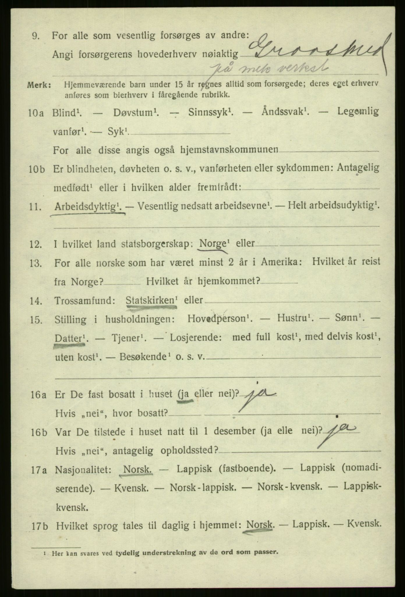 SATØ, 1920 census for Harstad, 1920, p. 3073