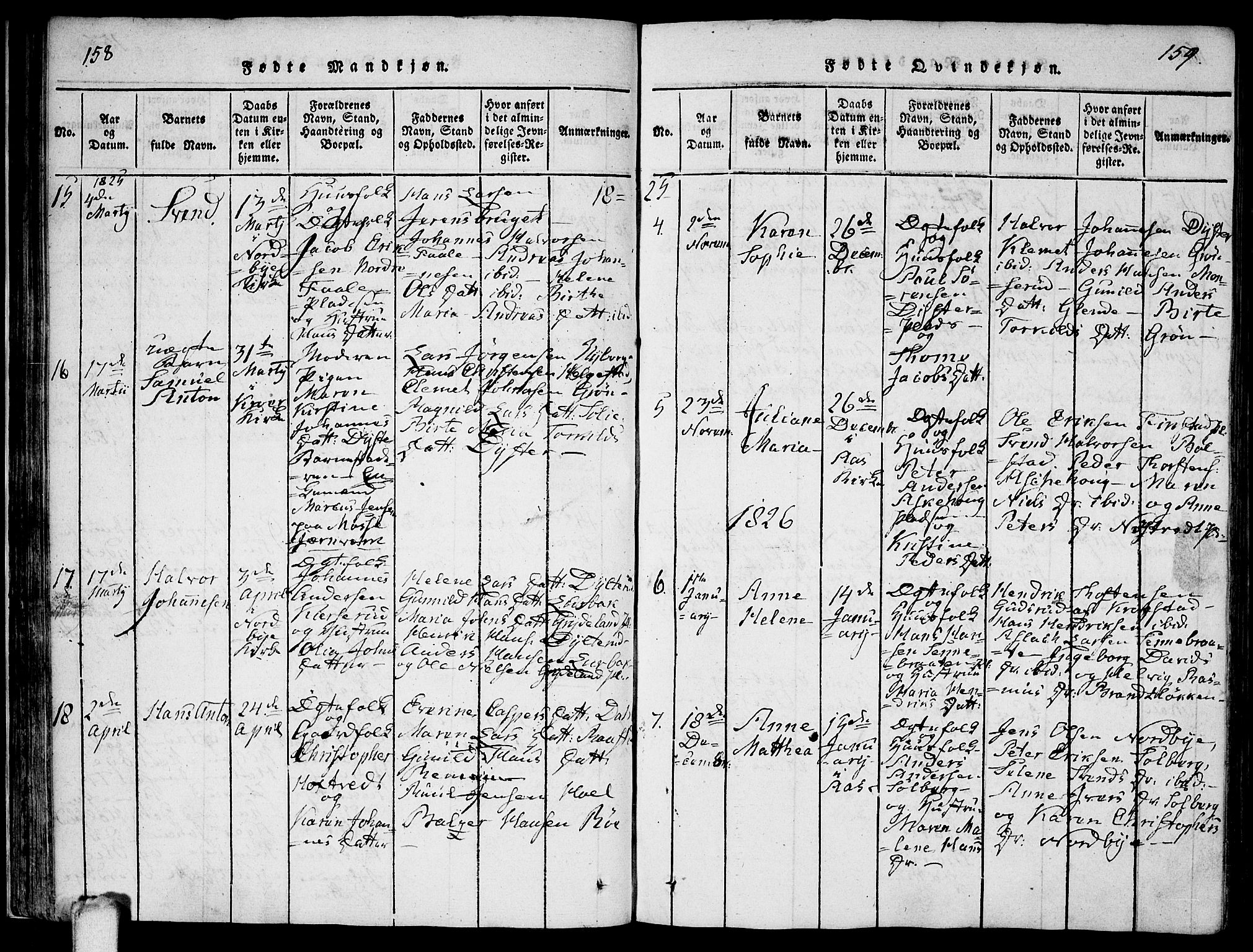 Ås prestekontor Kirkebøker, SAO/A-10894/F/Fa/L0004: Parish register (official) no. I 4, 1818-1826, p. 158-159