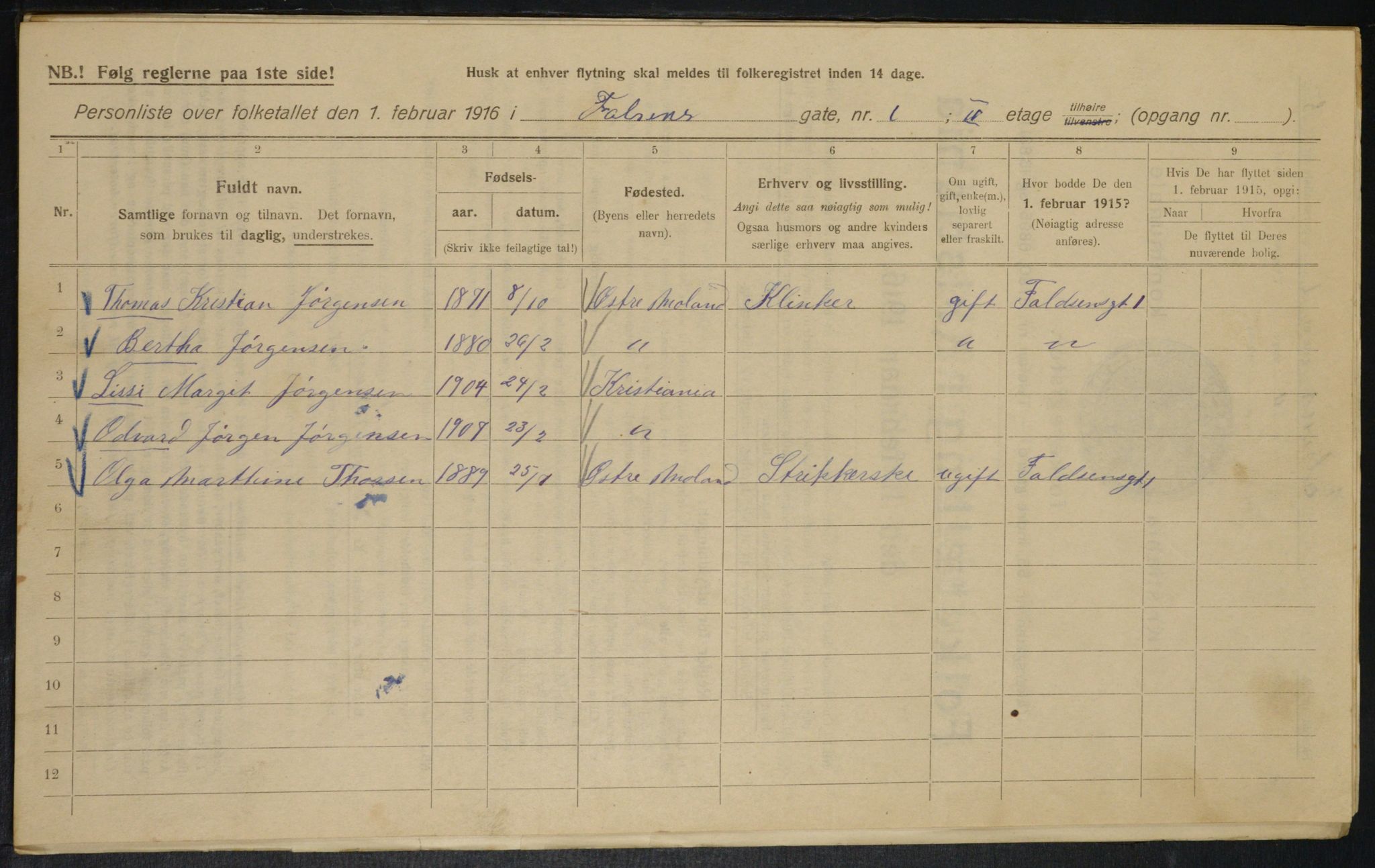 OBA, Municipal Census 1916 for Kristiania, 1916, p. 23644