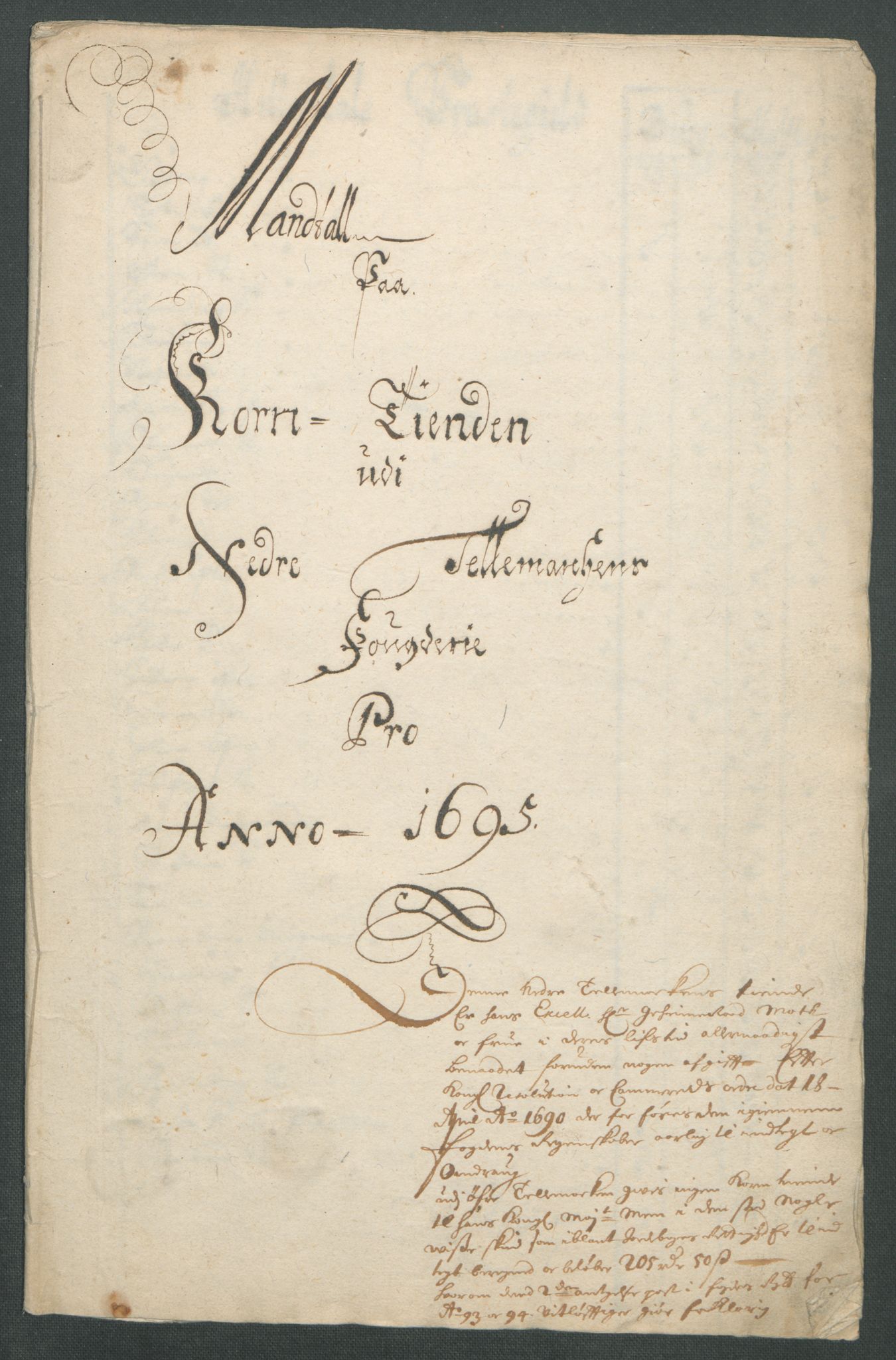 Rentekammeret inntil 1814, Reviderte regnskaper, Fogderegnskap, RA/EA-4092/R36/L2093: Fogderegnskap Øvre og Nedre Telemark og Bamble, 1695, p. 39