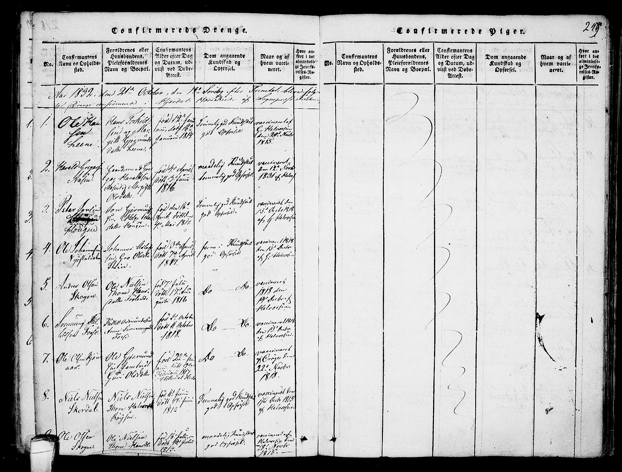 Hjartdal kirkebøker, SAKO/A-270/F/Fb/L0001: Parish register (official) no. II 1, 1815-1843, p. 249