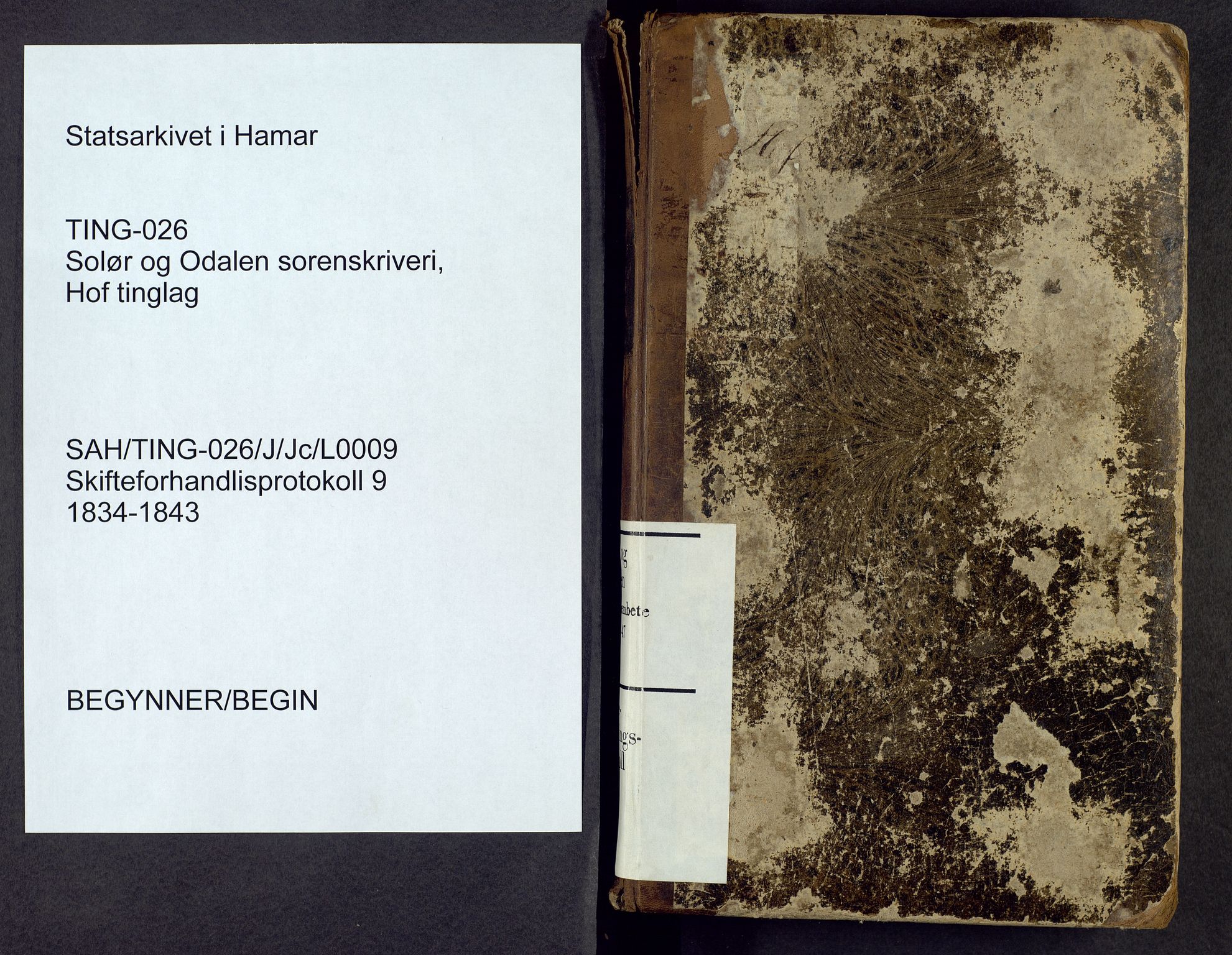 Solør og Odalen sorenskriveri, AV/SAH-TING-026/J/Jc/L0009: Skifteforhandlingsprotokoll - Hof, 1834-1843