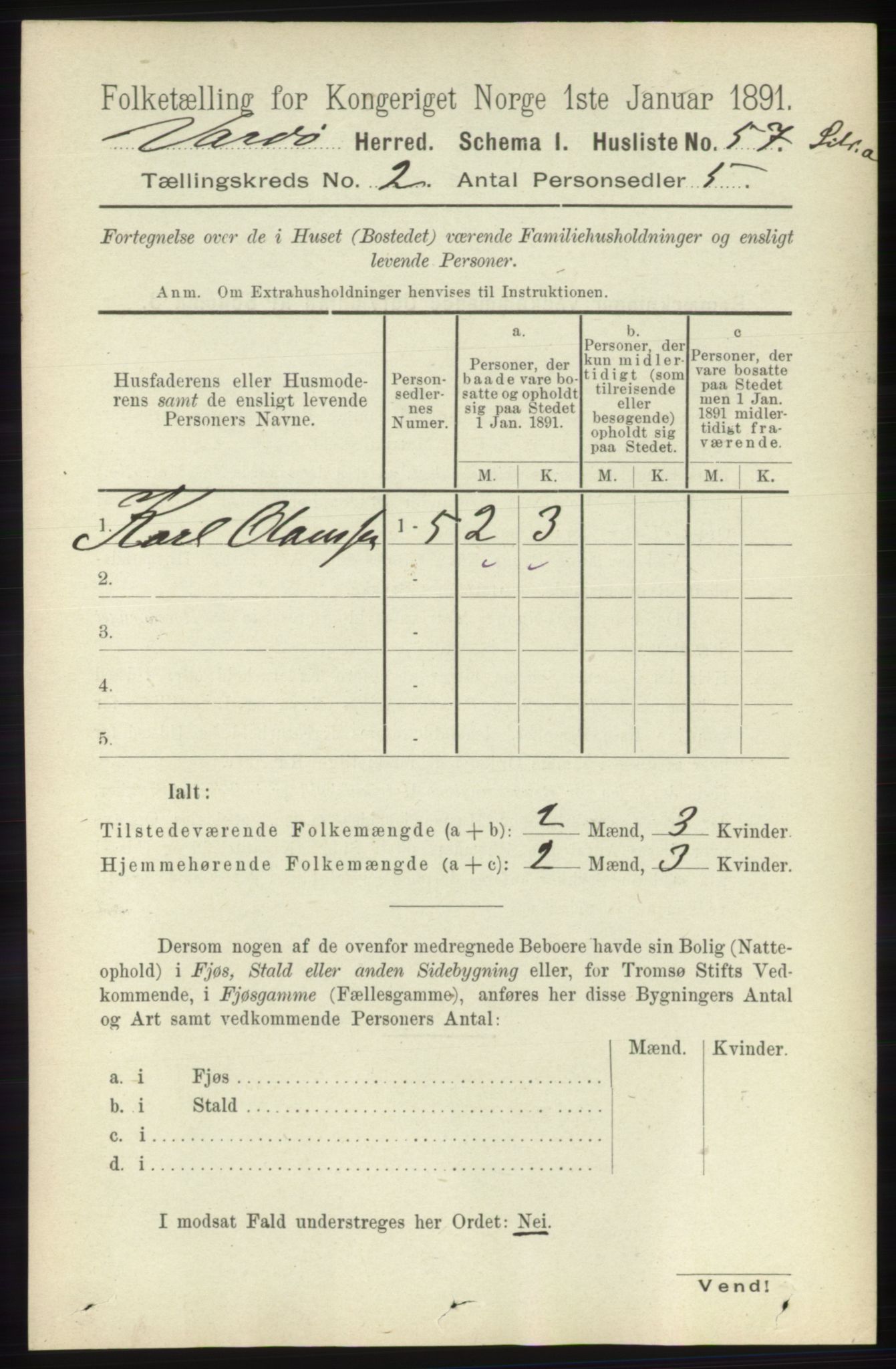 RA, 1891 census for 2028 Vardø, 1891, p. 279
