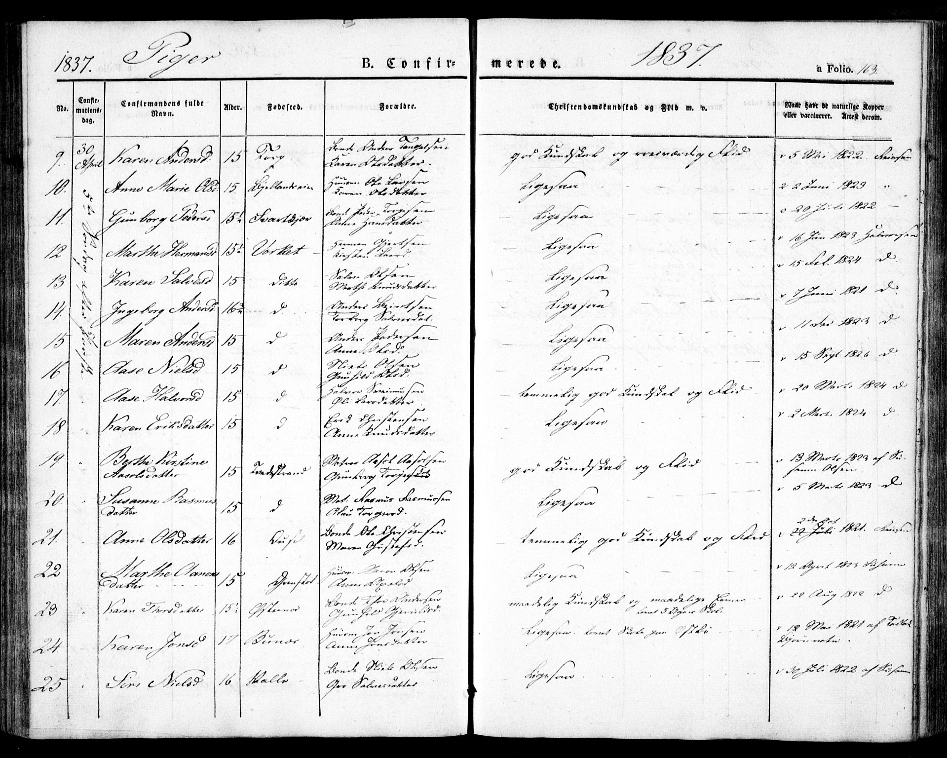 Holt sokneprestkontor, AV/SAK-1111-0021/F/Fa/L0007: Parish register (official) no. A 7, 1836-1848, p. 163