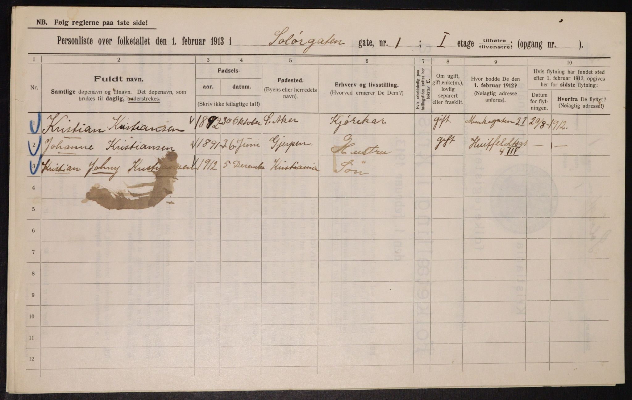 OBA, Municipal Census 1913 for Kristiania, 1913, p. 99734