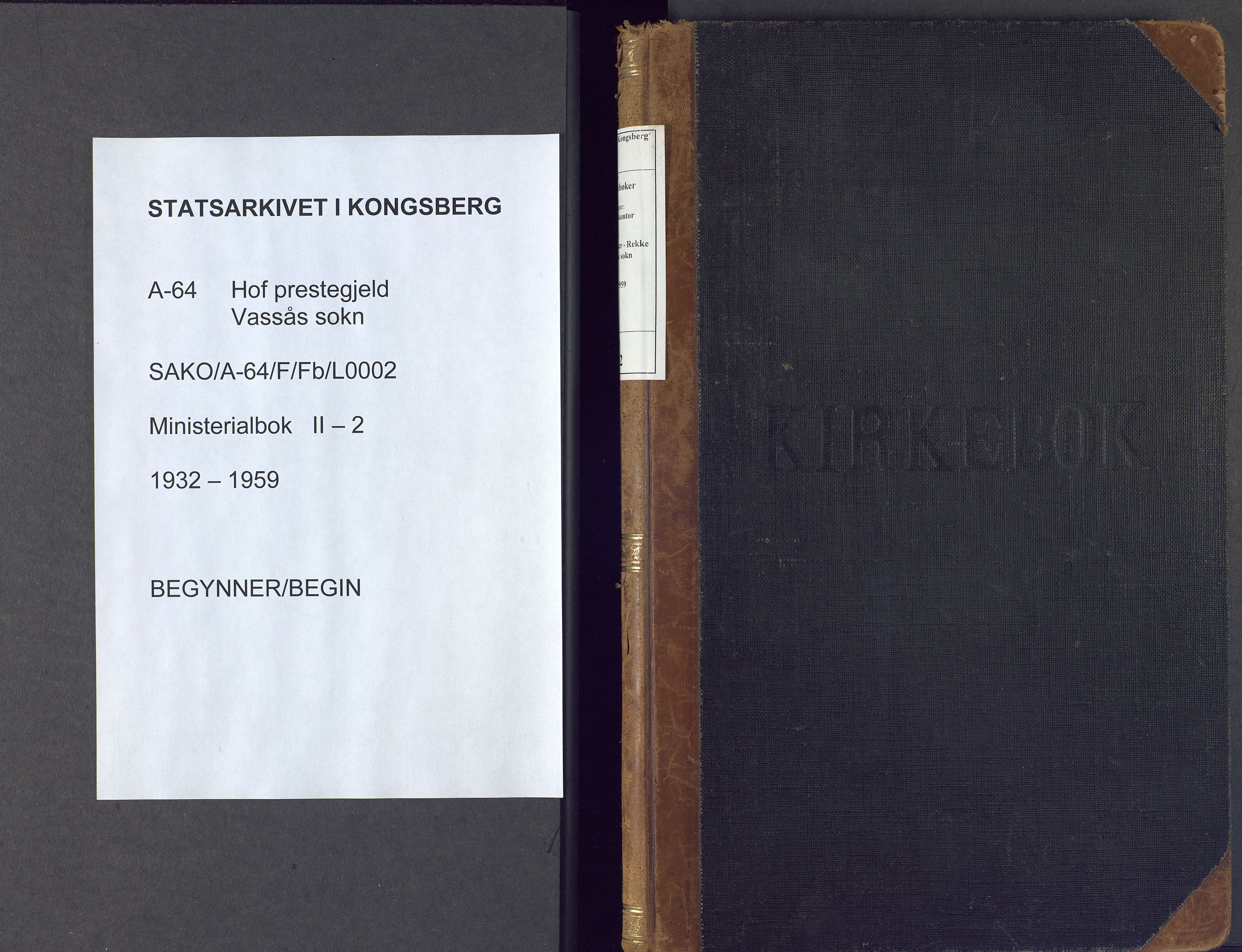 Hof kirkebøker, SAKO/A-64/F/Fb/L0002: Parish register (official) no. II 2, 1932-1959