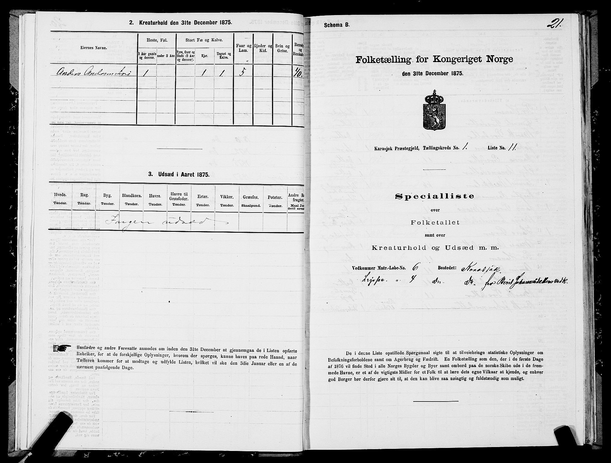 SATØ, 1875 census for 2021P Karasjok, 1875, p. 1021