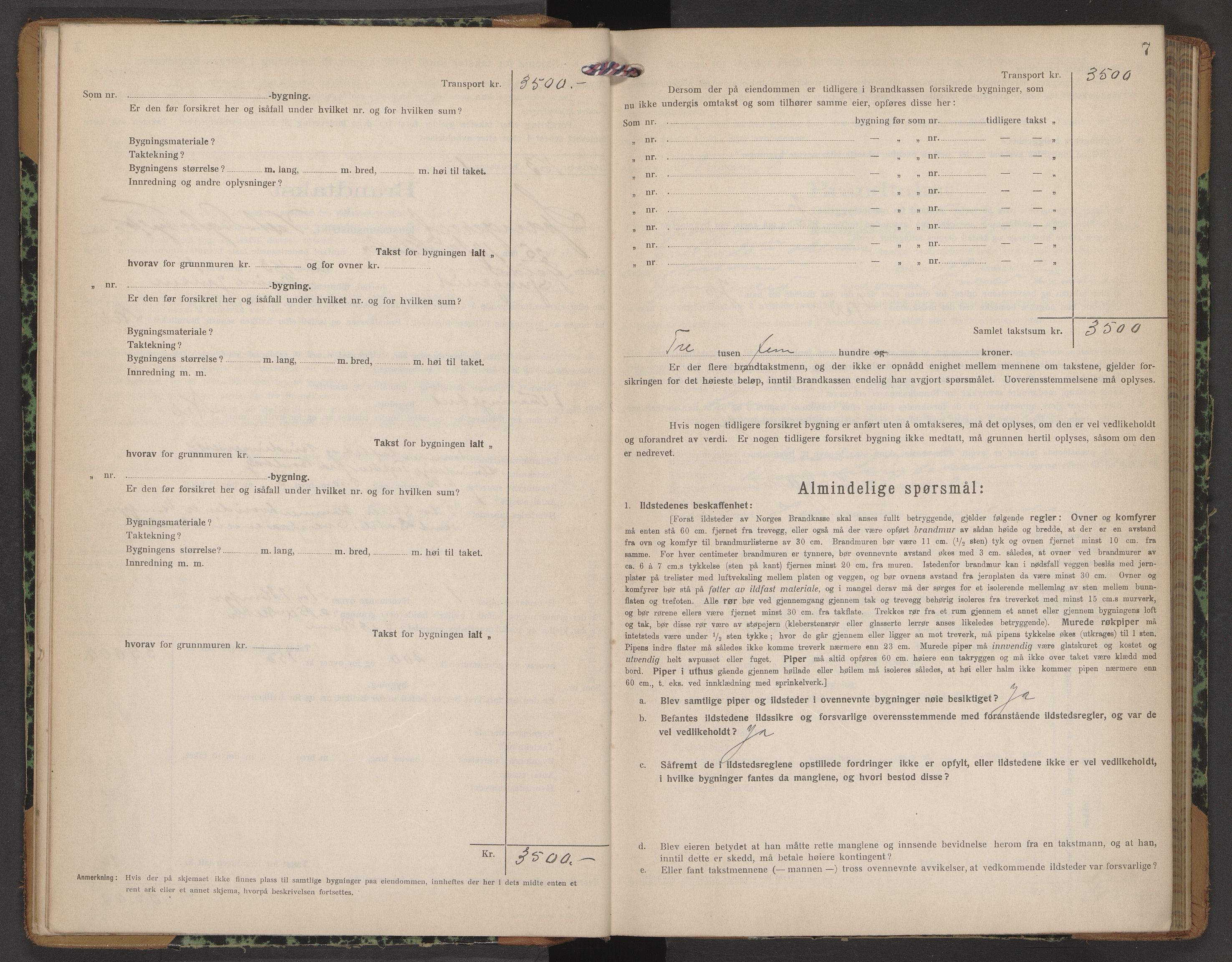 Norges Brannkasse Spangereid, AV/SAK-2241-0045/F/Fa/L0007: Branntakstprotokoll nr. 7, 1925-1931