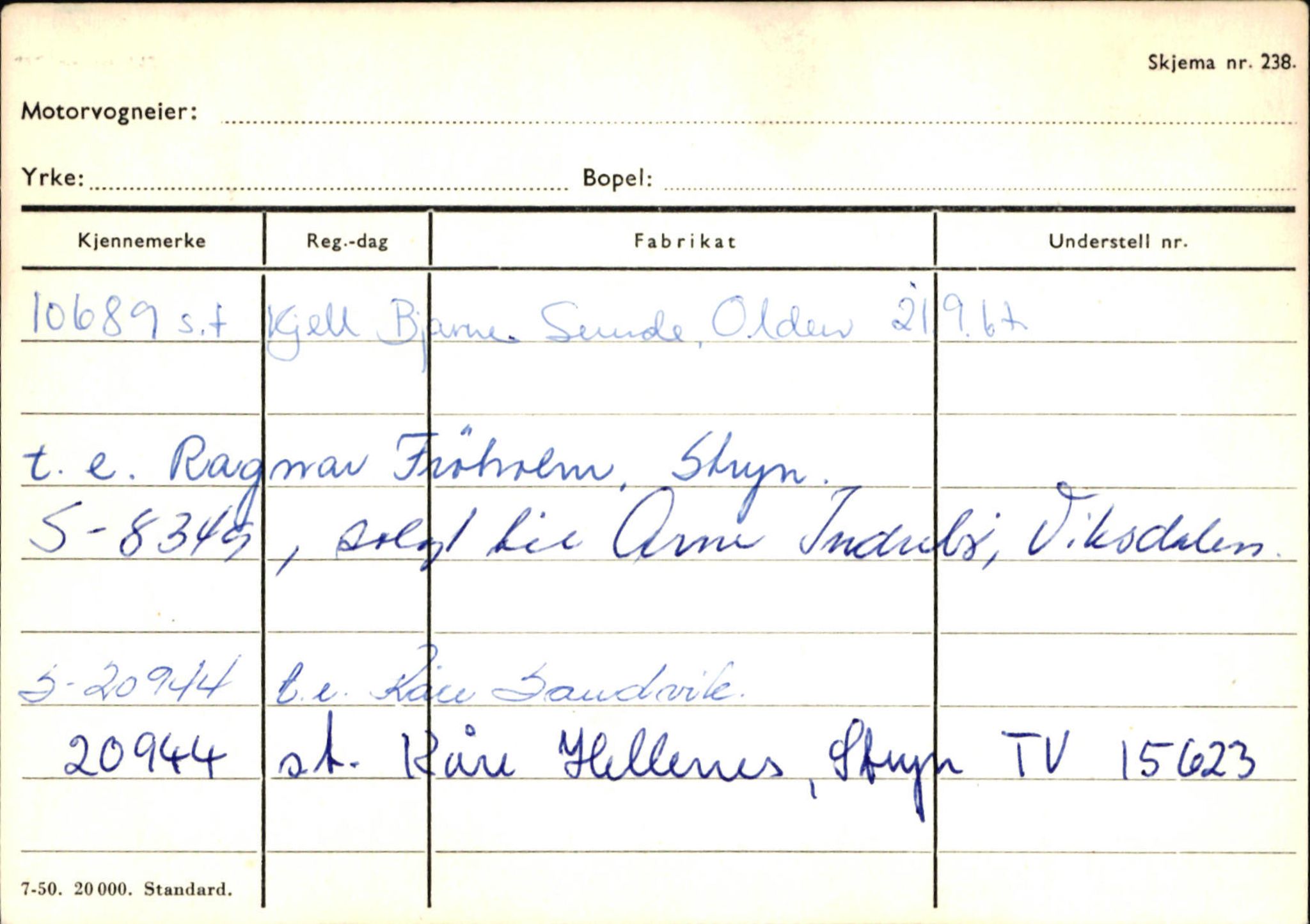 Statens vegvesen, Sogn og Fjordane vegkontor, AV/SAB-A-5301/4/F/L0131: Eigarregister Høyanger P-Å. Stryn S-Å, 1945-1975, p. 2094