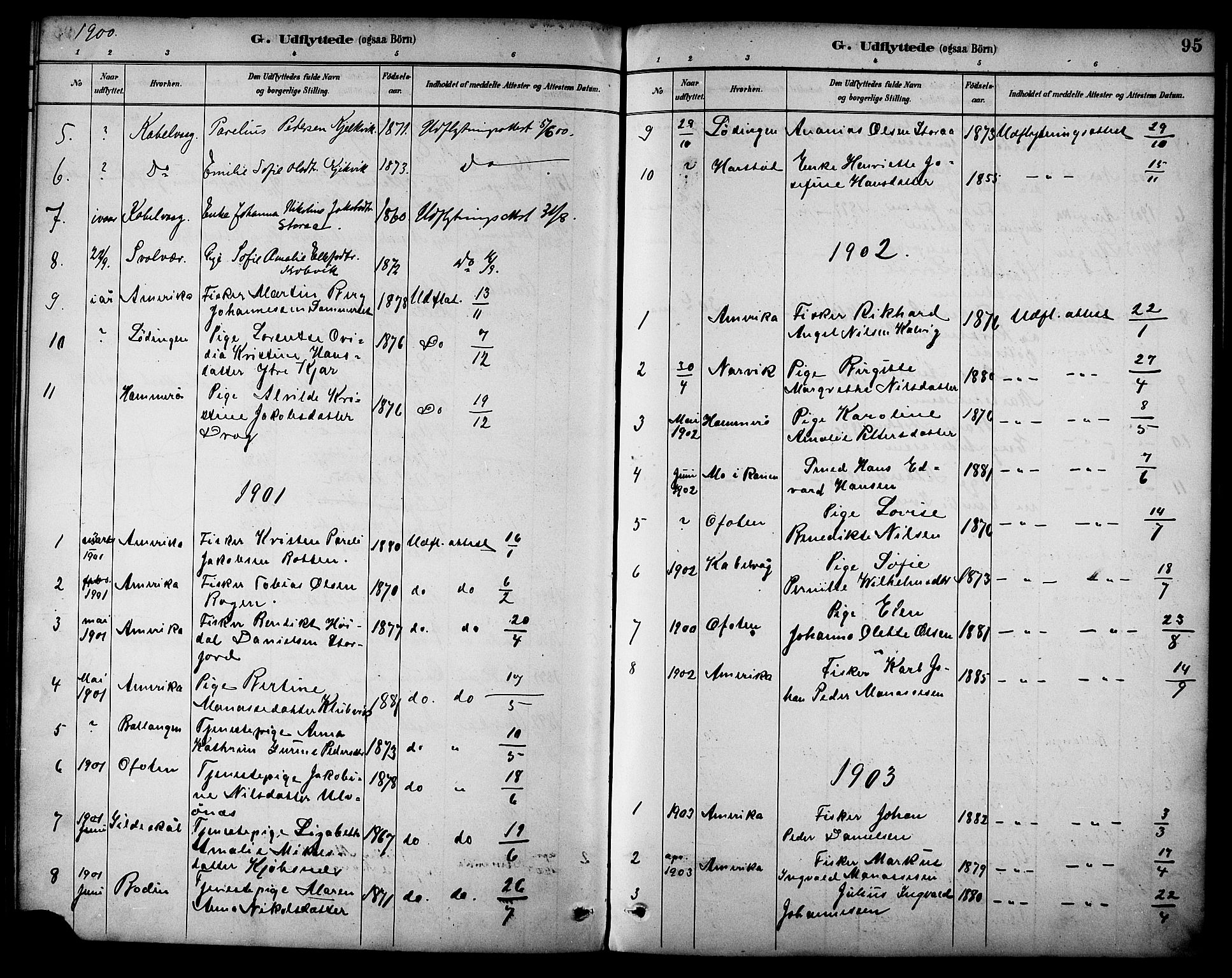 Ministerialprotokoller, klokkerbøker og fødselsregistre - Nordland, AV/SAT-A-1459/861/L0870: Parish register (official) no. 861A05, 1889-1903, p. 95