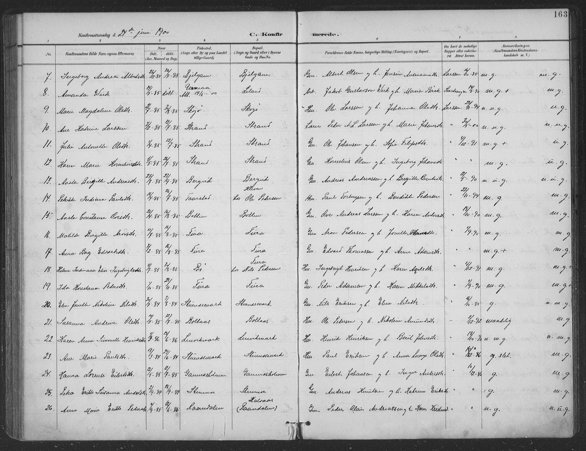 Ministerialprotokoller, klokkerbøker og fødselsregistre - Nordland, AV/SAT-A-1459/863/L0899: Parish register (official) no. 863A11, 1897-1906, p. 163