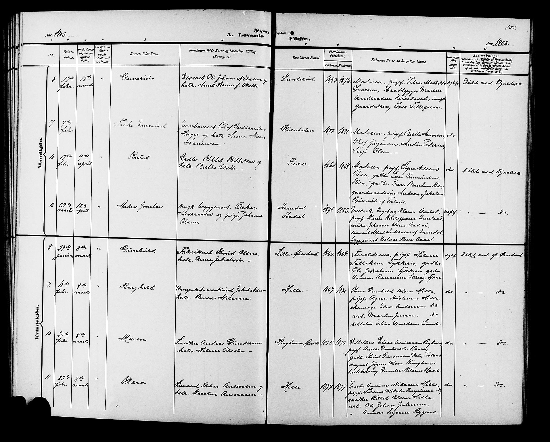 Øyestad sokneprestkontor, AV/SAK-1111-0049/F/Fb/L0010: Parish register (copy) no. B 10, 1897-1906, p. 101