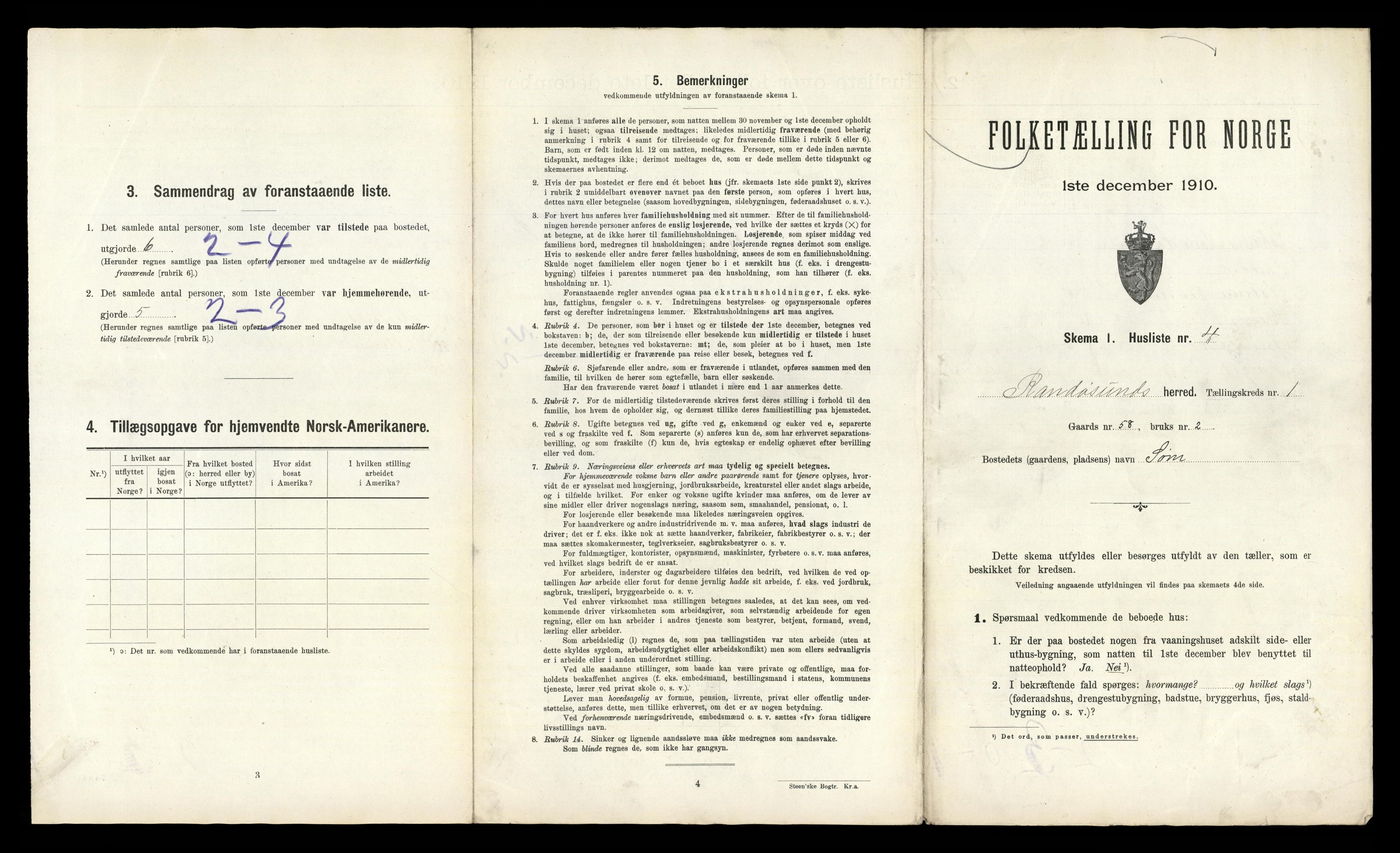 RA, 1910 census for Randesund, 1910, p. 32