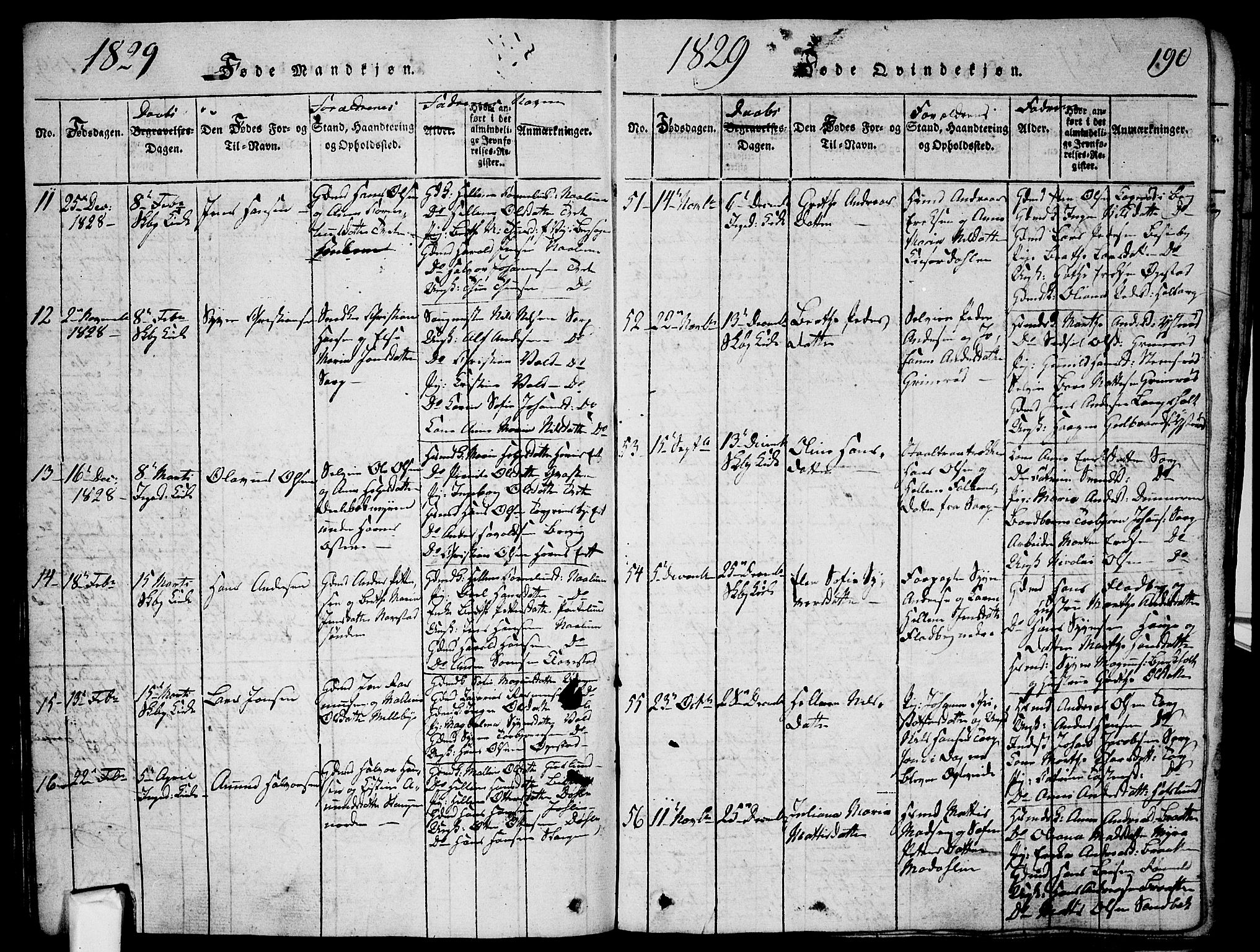 Skjeberg prestekontor Kirkebøker, AV/SAO-A-10923/G/Ga/L0001: Parish register (copy) no. I 1, 1815-1830, p. 190