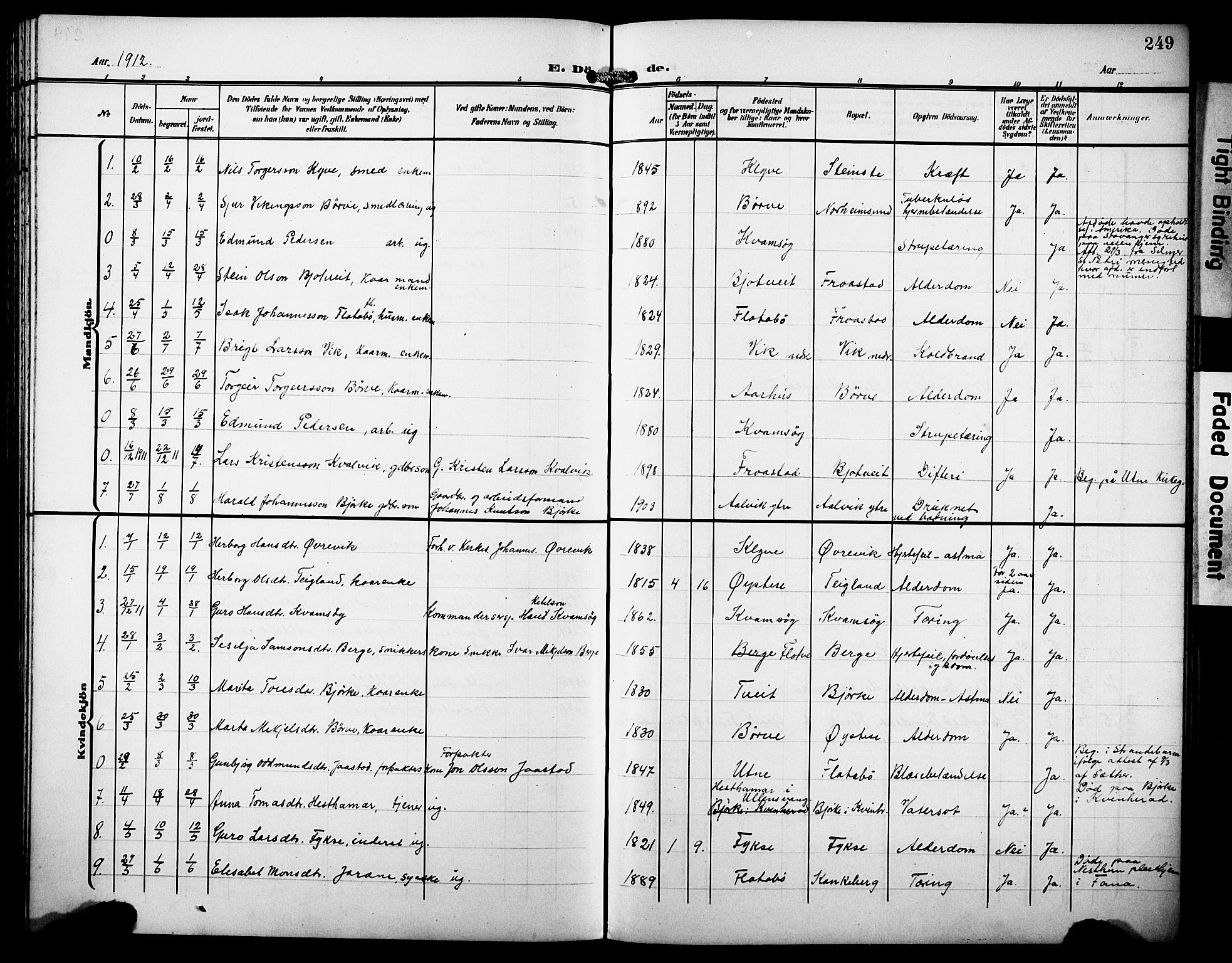 Kvam sokneprestembete, SAB/A-76201/H/Hab: Parish register (copy) no. C 4, 1906-1931, p. 249