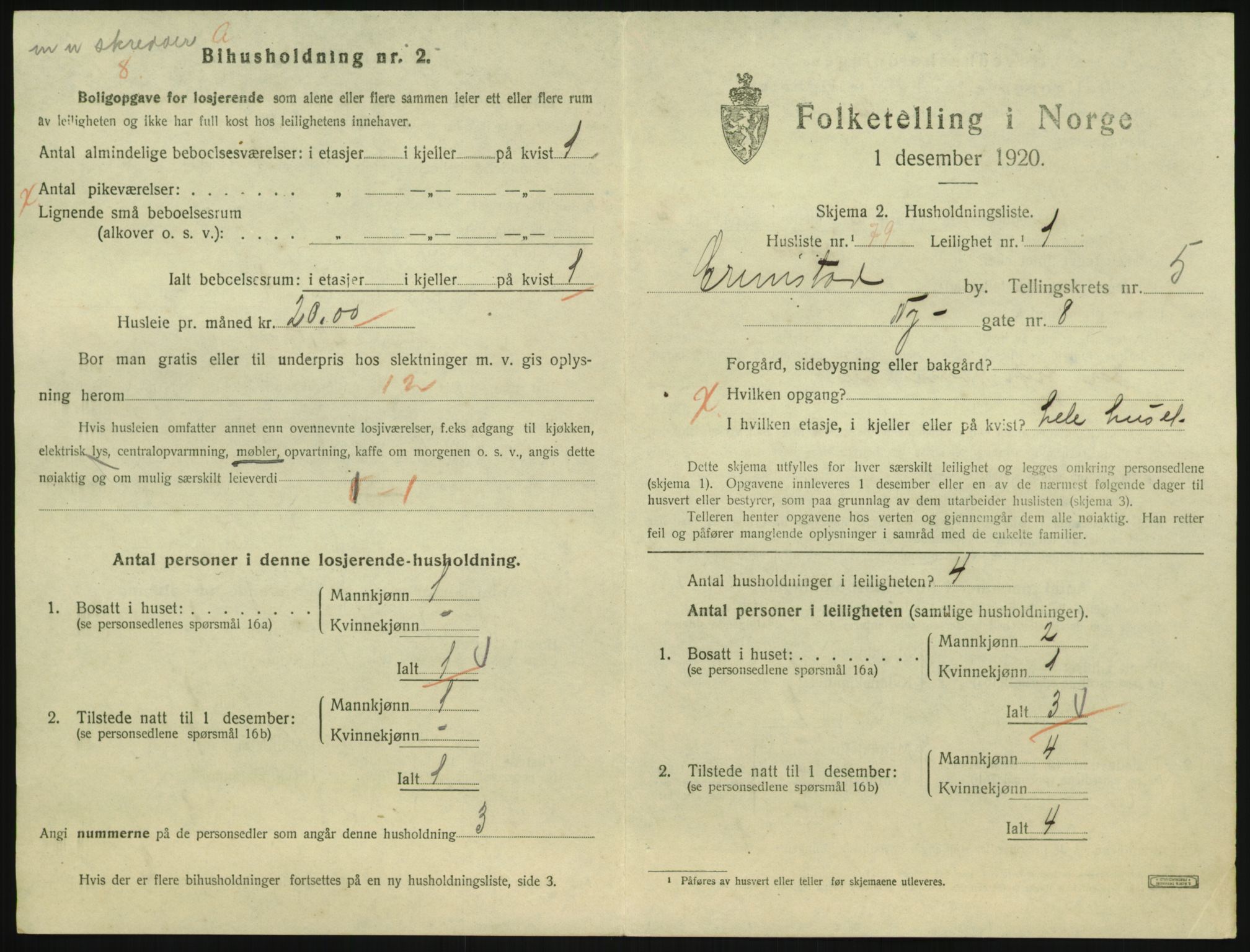 SAK, 1920 census for Grimstad, 1920, p. 2291