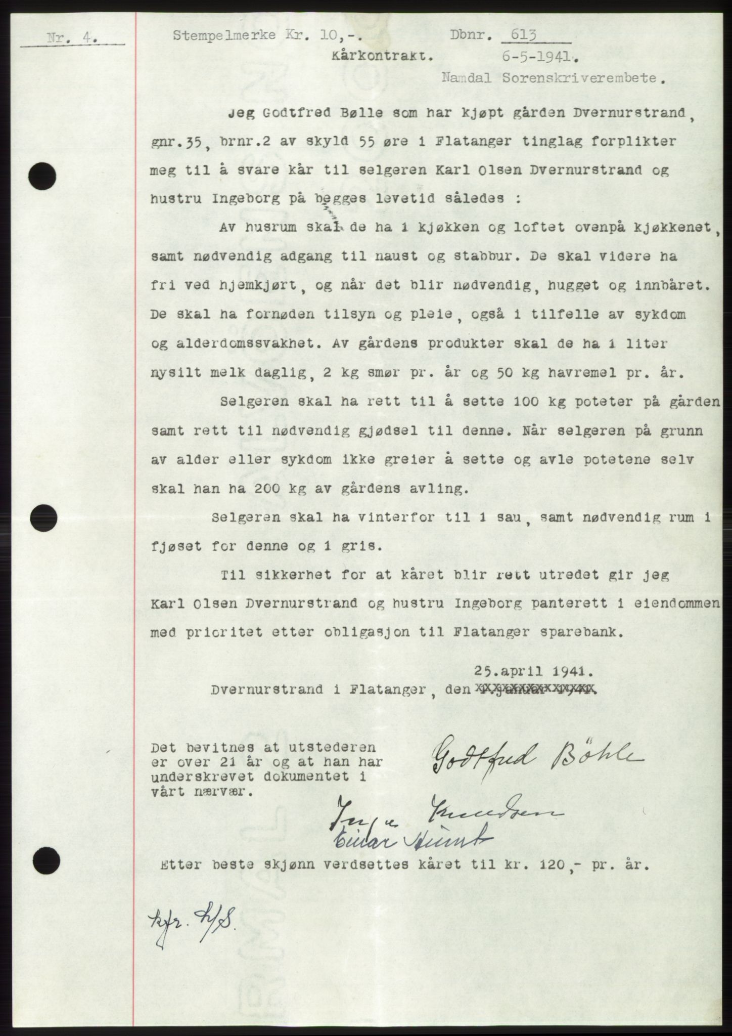 Namdal sorenskriveri, SAT/A-4133/1/2/2C: Mortgage book no. -, 1940-1941, Deed date: 06.05.1941