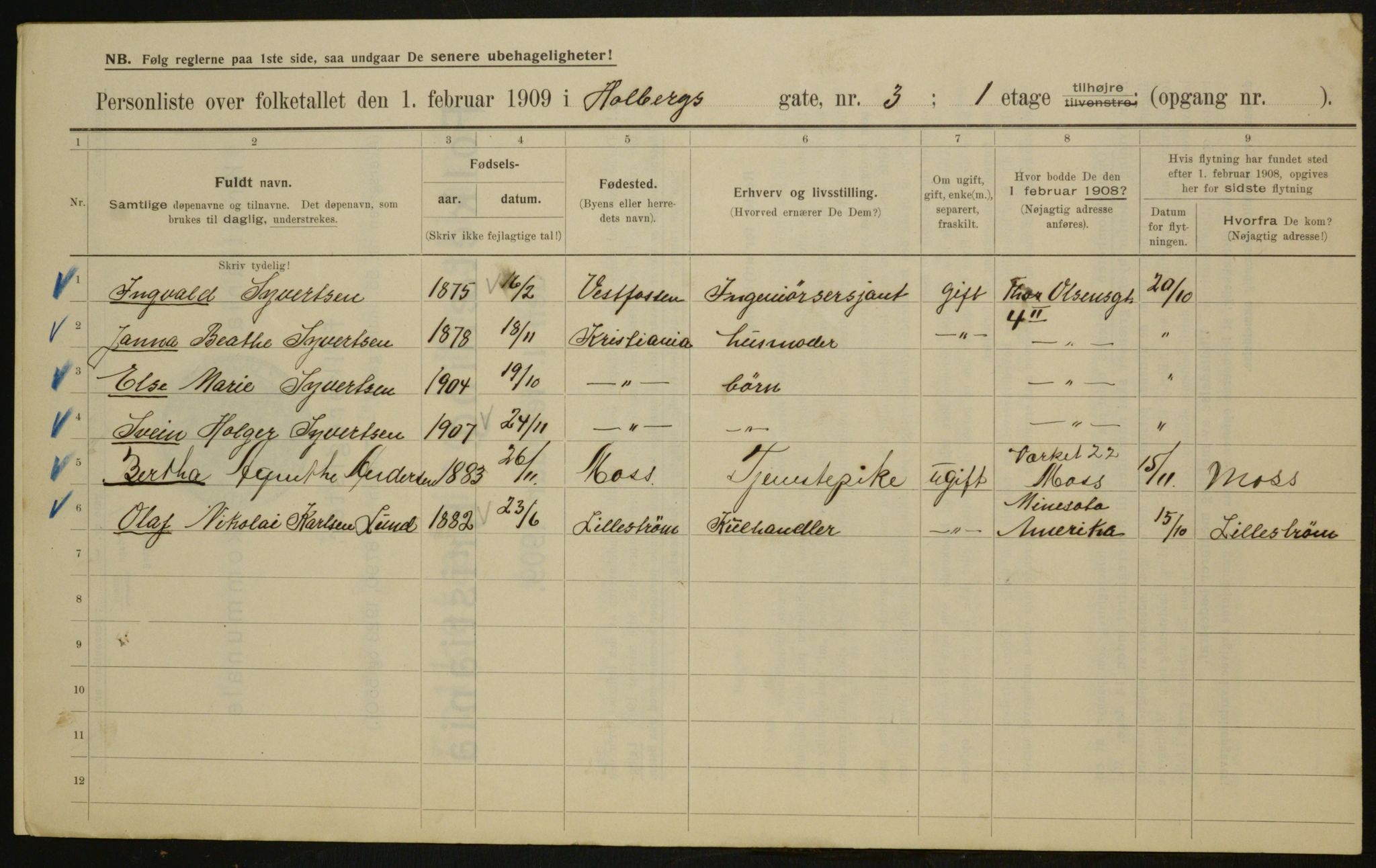 OBA, Municipal Census 1909 for Kristiania, 1909, p. 36482