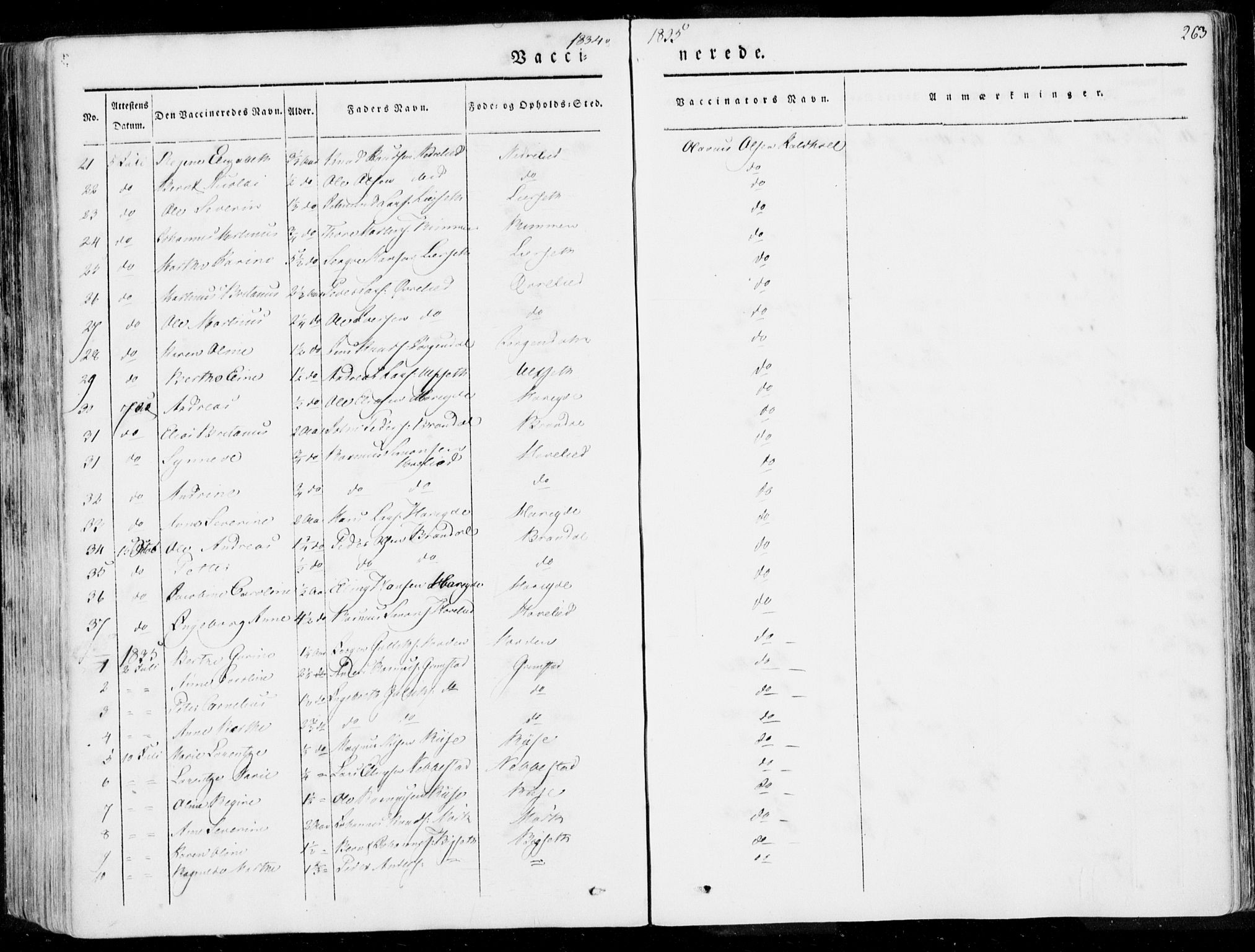 Ministerialprotokoller, klokkerbøker og fødselsregistre - Møre og Romsdal, AV/SAT-A-1454/509/L0104: Parish register (official) no. 509A02, 1833-1847, p. 263