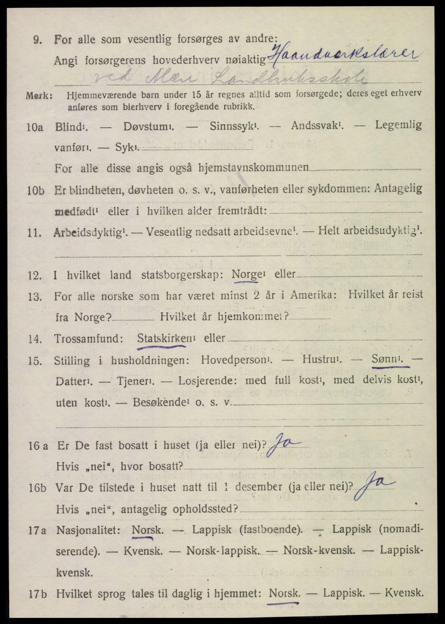 SAT, 1920 census for Sparbu, 1920, p. 2106