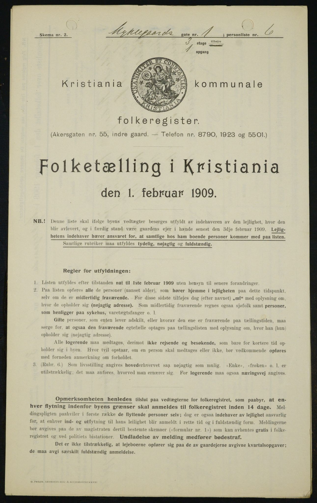 OBA, Municipal Census 1909 for Kristiania, 1909, p. 61699