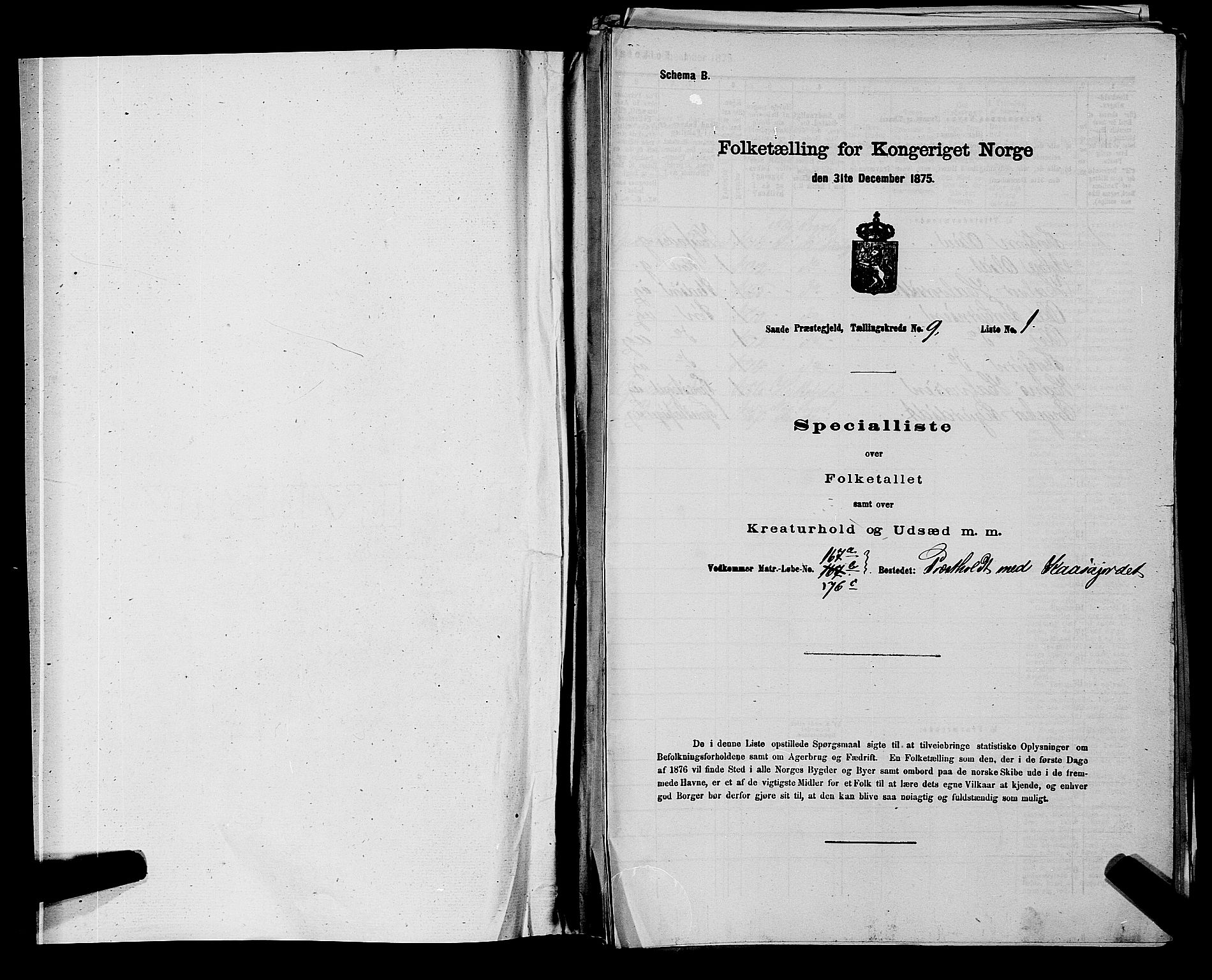 SAKO, 1875 census for 0822P Sauherad, 1875, p. 1063