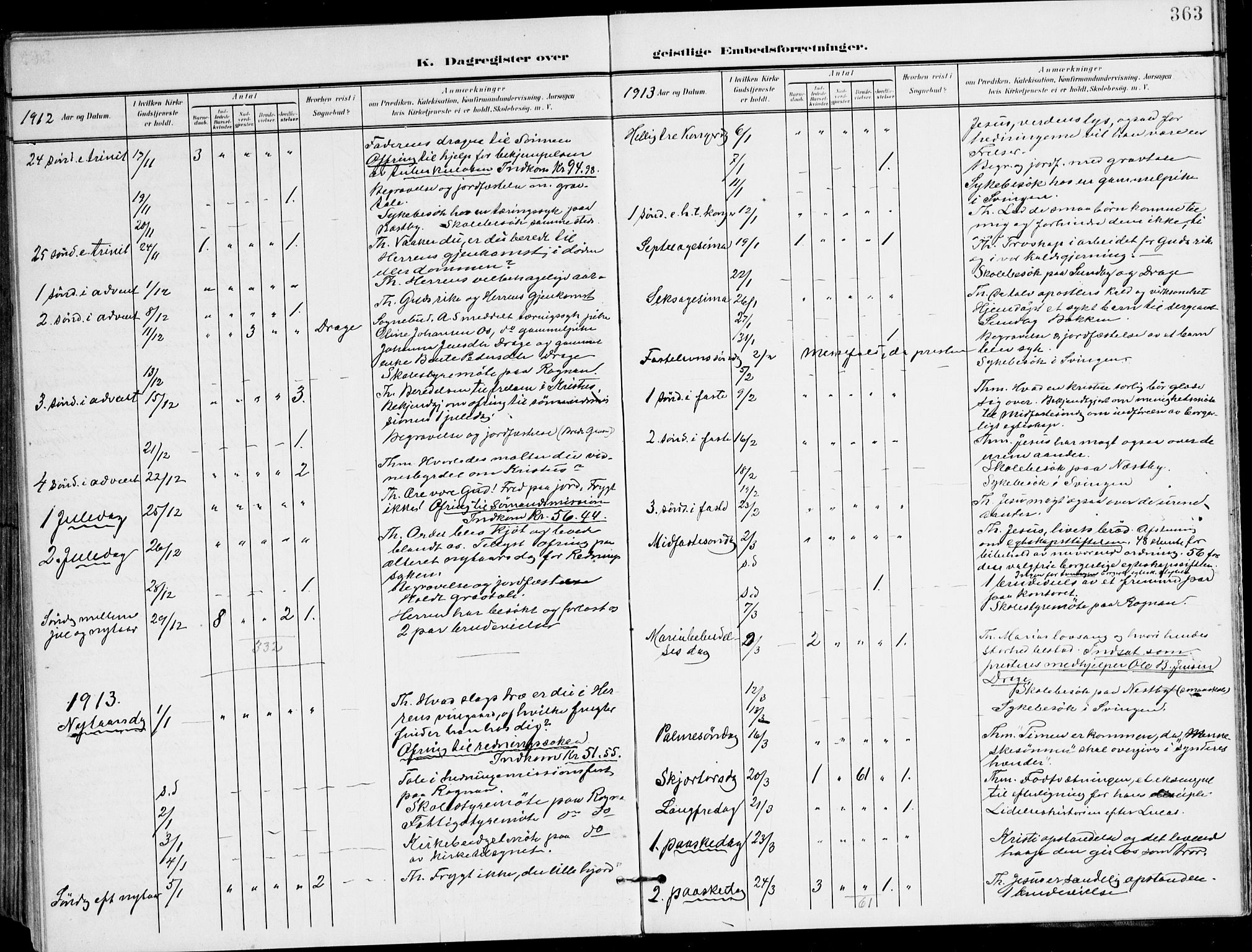 Ministerialprotokoller, klokkerbøker og fødselsregistre - Nordland, AV/SAT-A-1459/847/L0672: Parish register (official) no. 847A12, 1902-1919, p. 363