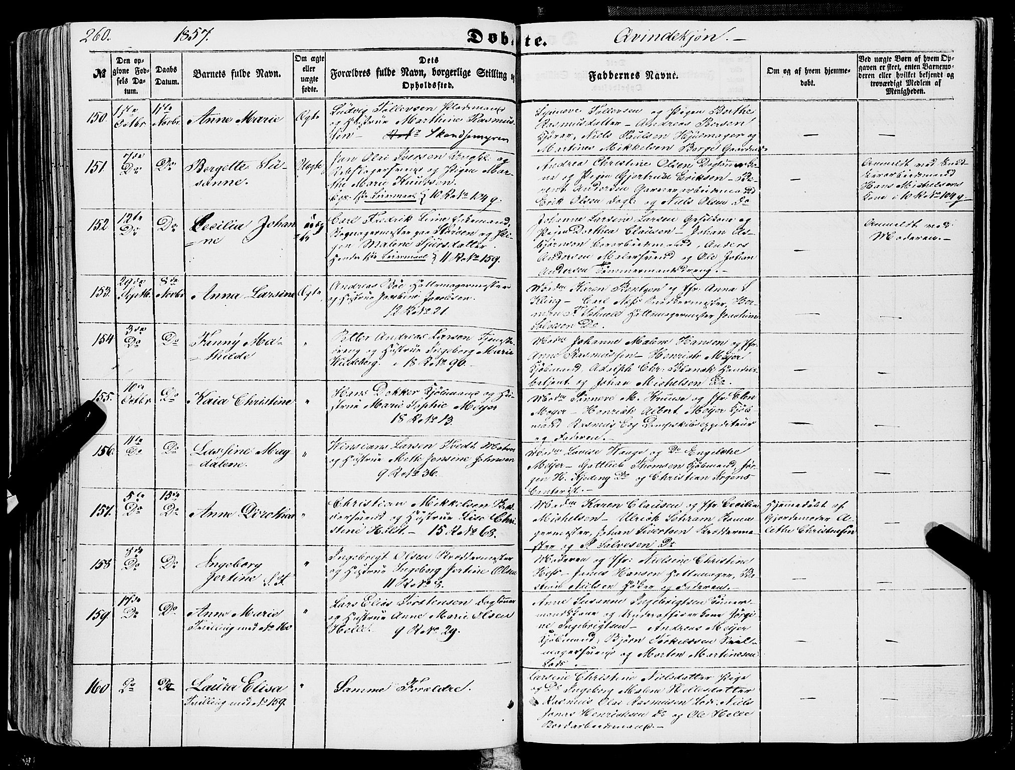 Domkirken sokneprestembete, SAB/A-74801/H/Haa/L0020: Parish register (official) no. B 3, 1851-1859, p. 260
