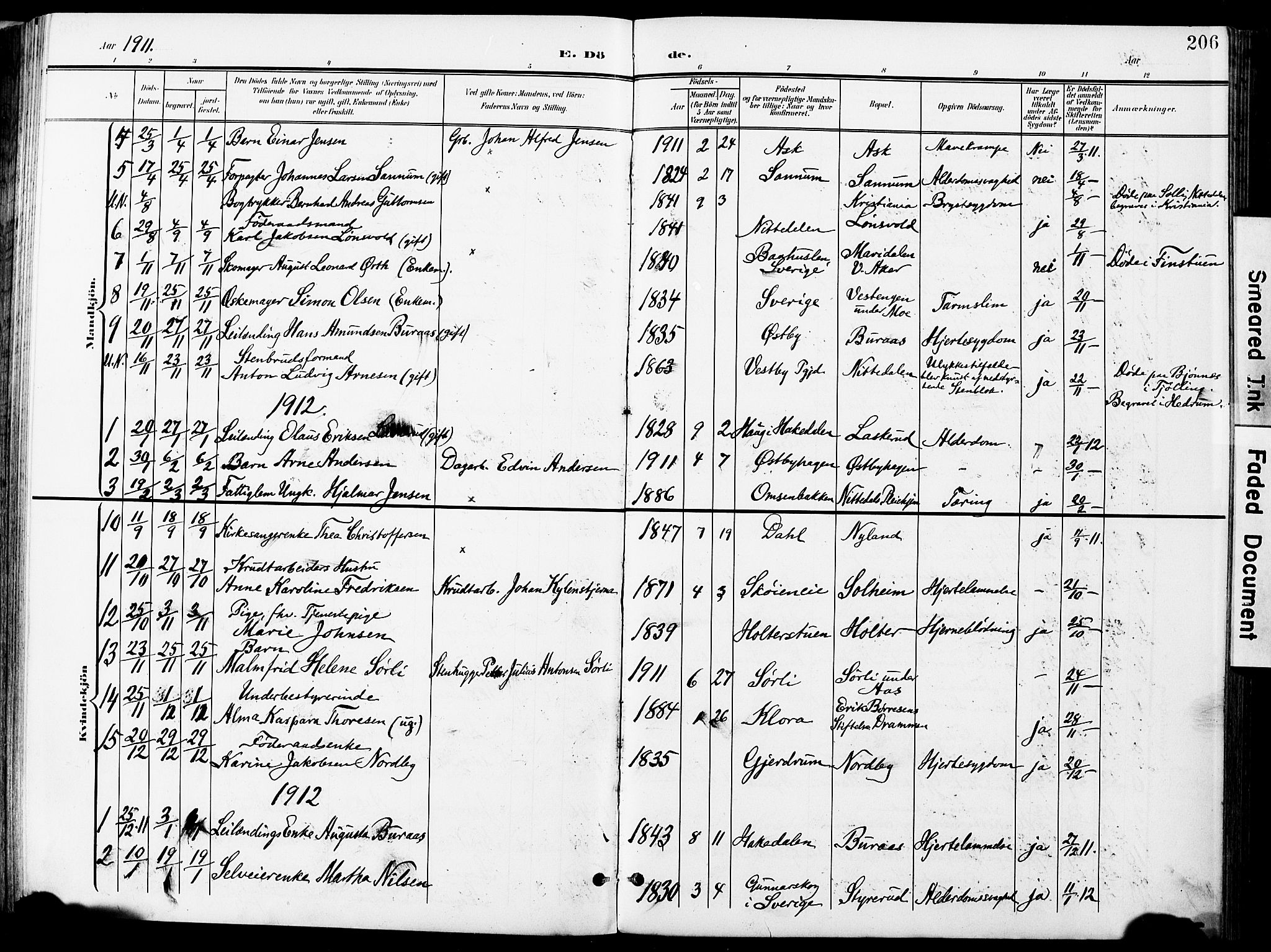 Nittedal prestekontor Kirkebøker, SAO/A-10365a/F/Fa/L0008: Parish register (official) no. I 8, 1902-1926, p. 206