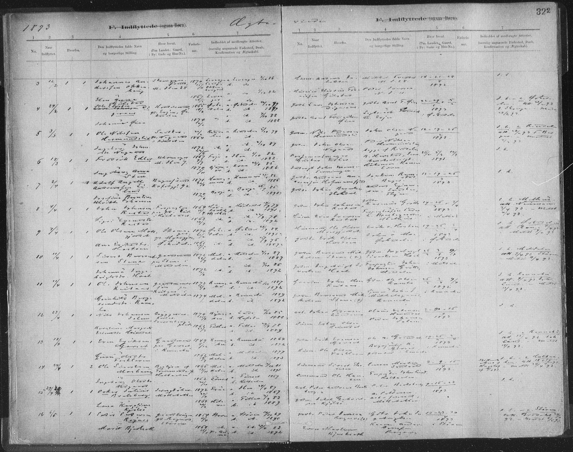 Ministerialprotokoller, klokkerbøker og fødselsregistre - Sør-Trøndelag, SAT/A-1456/603/L0163: Parish register (official) no. 603A02, 1879-1895, p. 322