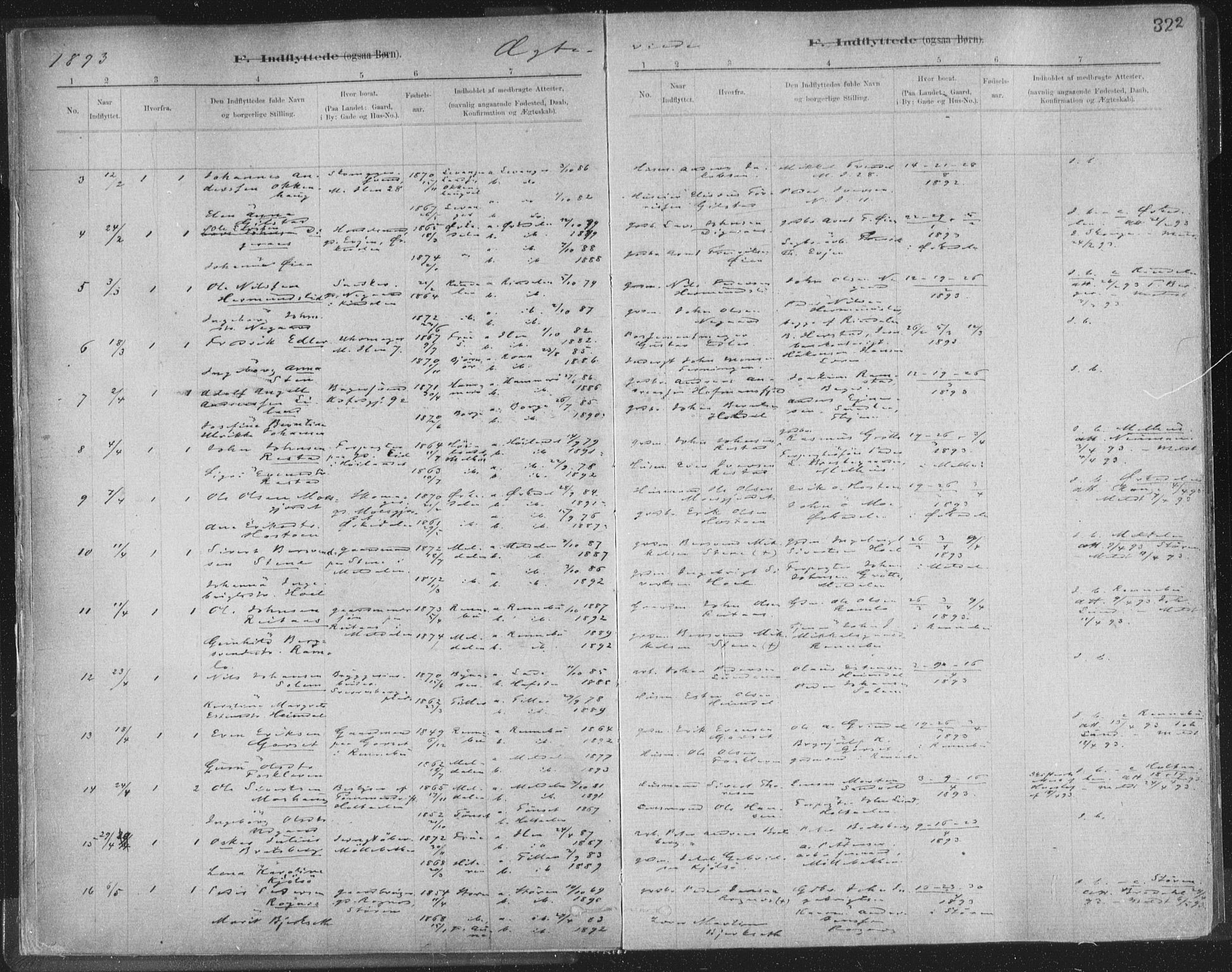 Ministerialprotokoller, klokkerbøker og fødselsregistre - Sør-Trøndelag, AV/SAT-A-1456/603/L0163: Parish register (official) no. 603A02, 1879-1895, p. 322