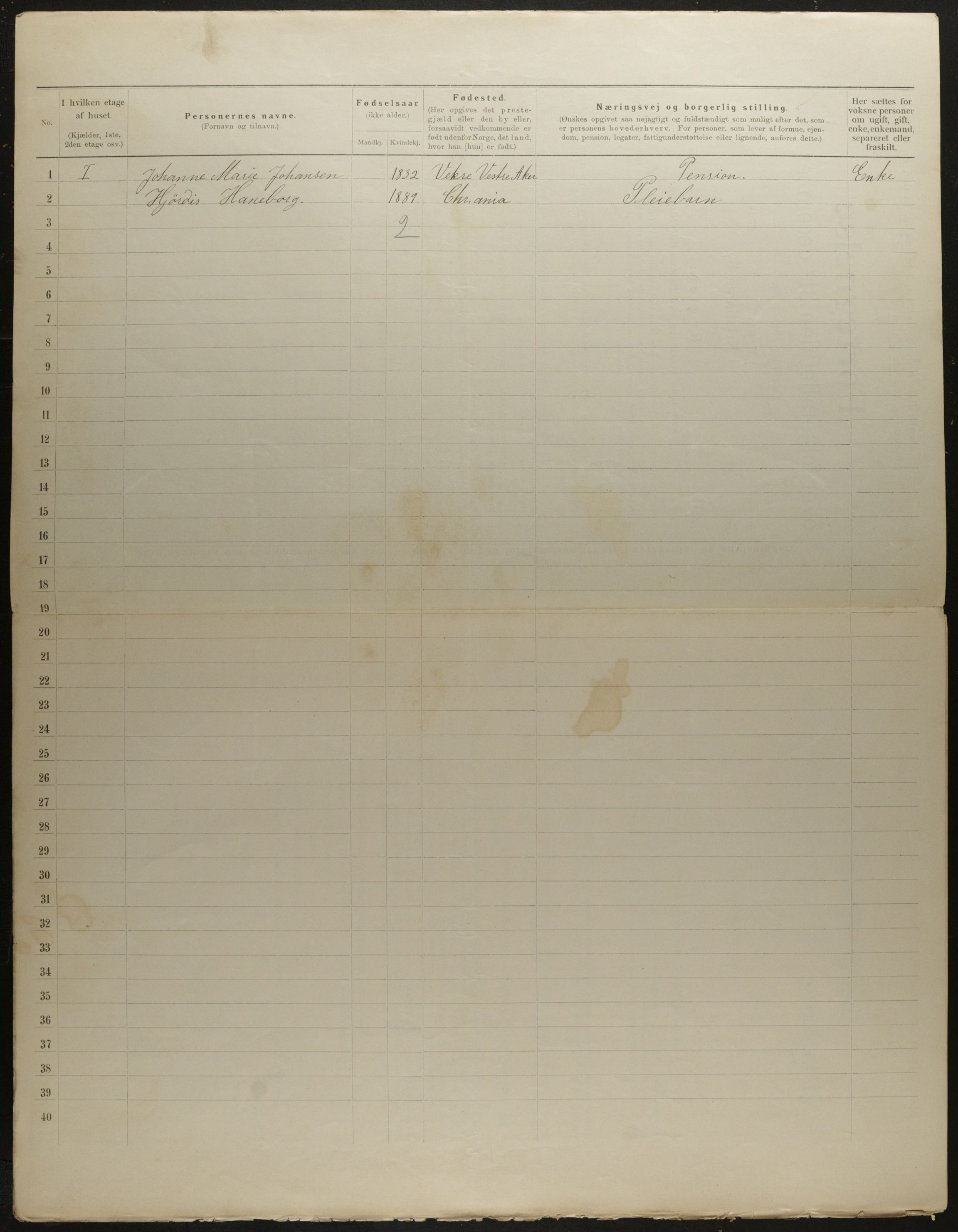 OBA, Municipal Census 1901 for Kristiania, 1901, p. 6918