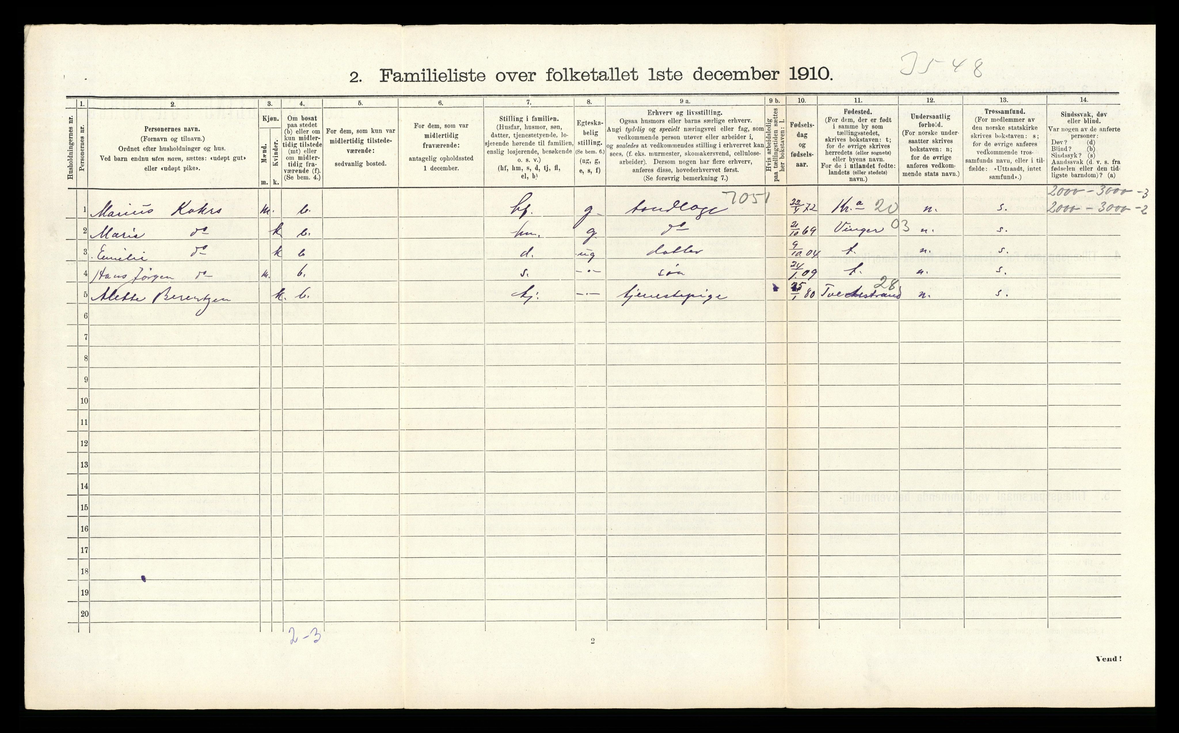 RA, 1910 census for Kongsberg, 1910, p. 2523