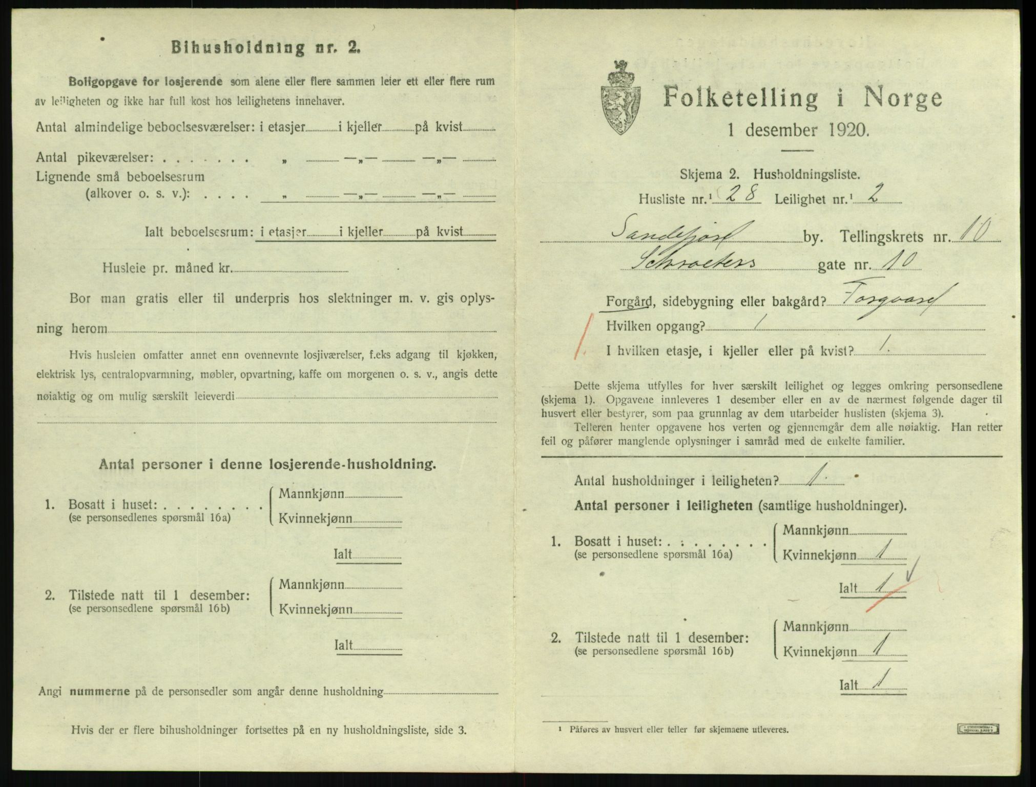 SAKO, 1920 census for Sandefjord, 1920, p. 3924