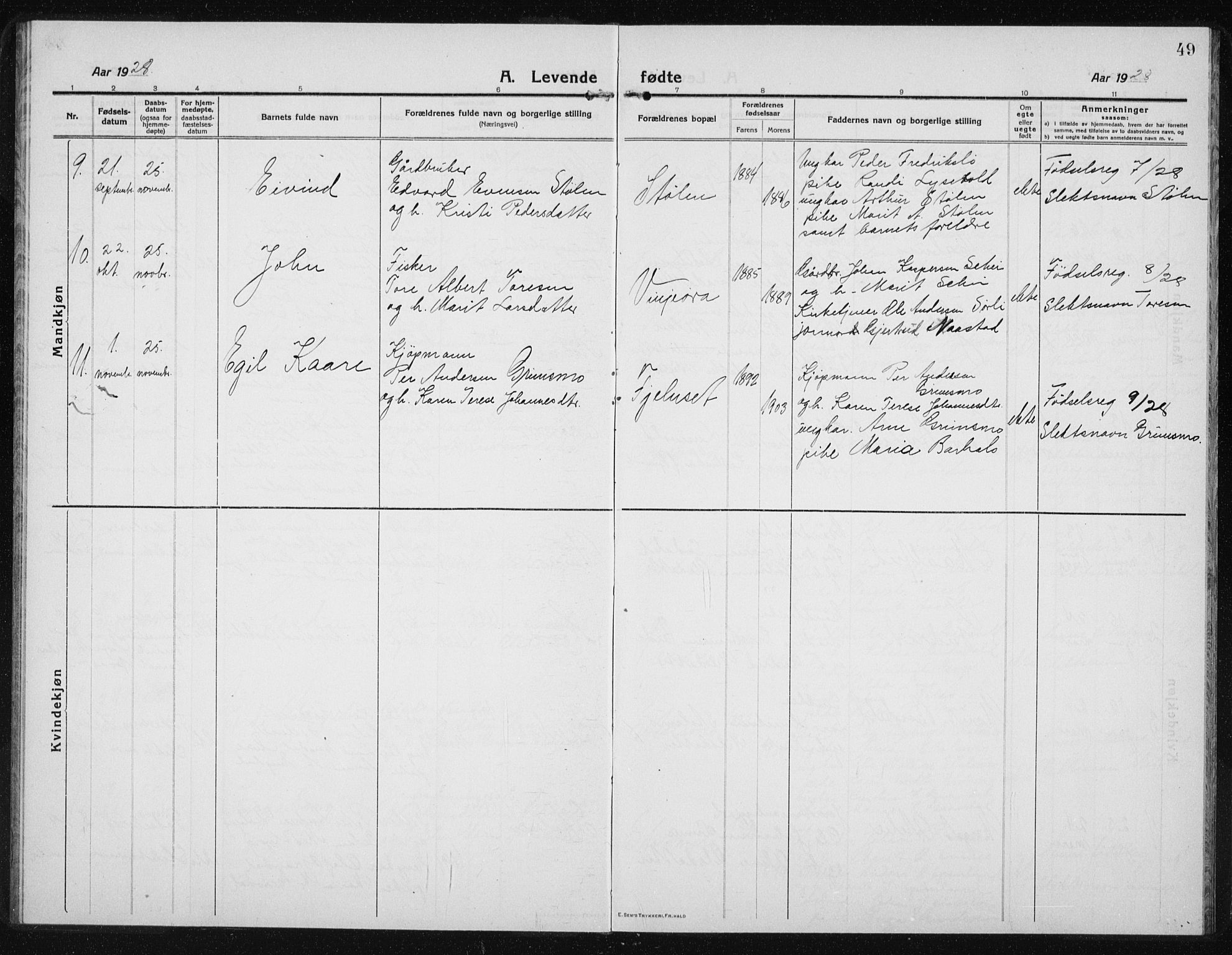 Ministerialprotokoller, klokkerbøker og fødselsregistre - Sør-Trøndelag, AV/SAT-A-1456/631/L0515: Parish register (copy) no. 631C03, 1913-1939, p. 49