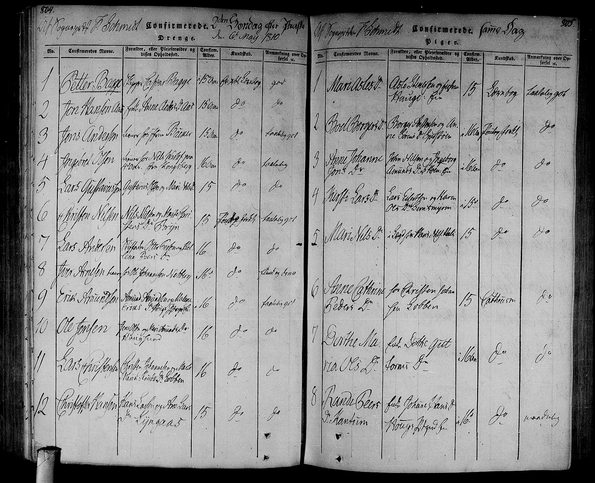 Eiker kirkebøker, AV/SAKO-A-4/F/Fa/L0010: Parish register (official) no. I 10, 1806-1815, p. 804-805