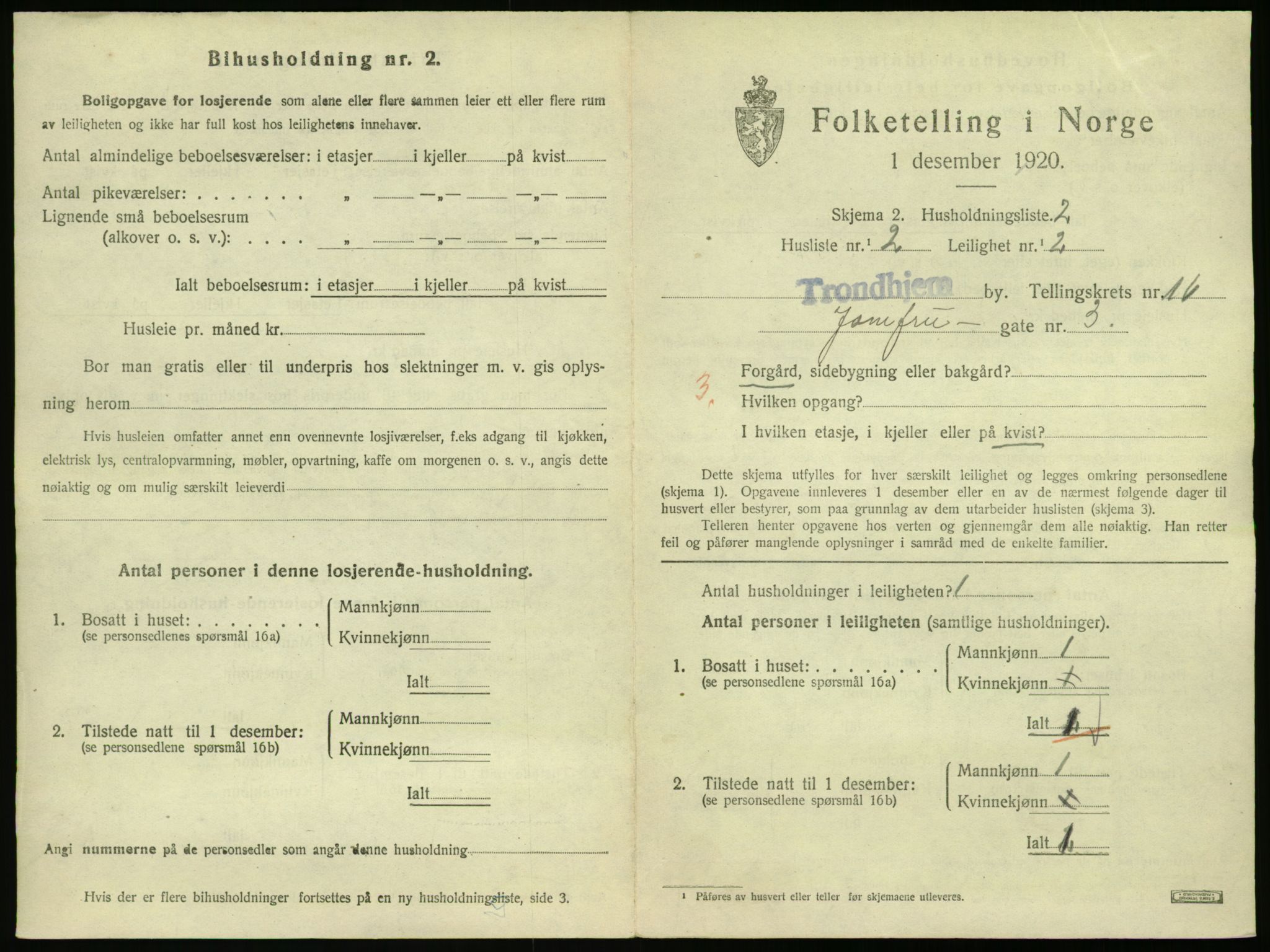 SAT, 1920 census for Trondheim, 1920, p. 12880