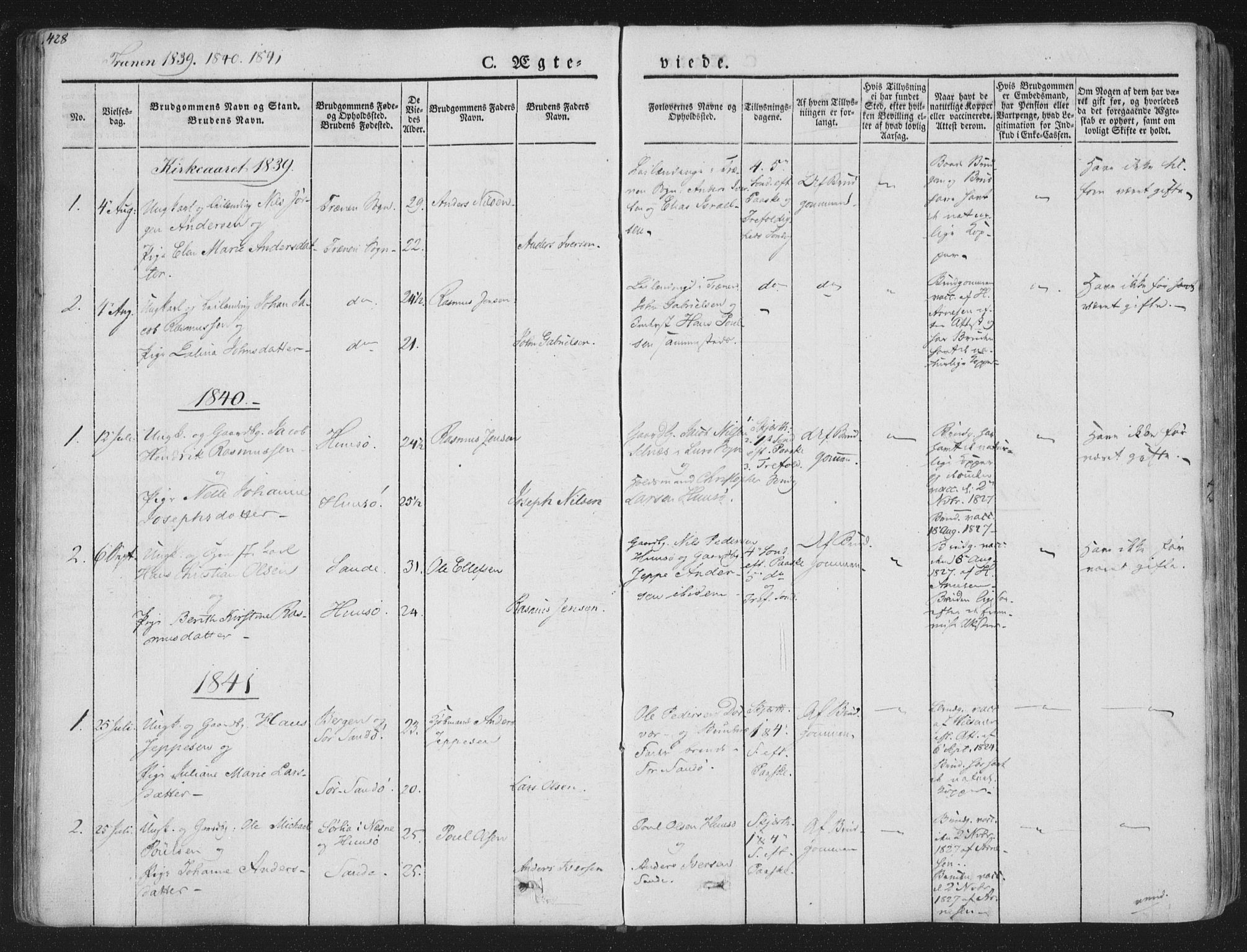 Ministerialprotokoller, klokkerbøker og fødselsregistre - Nordland, SAT/A-1459/839/L0566: Parish register (official) no. 839A03, 1825-1862, p. 428