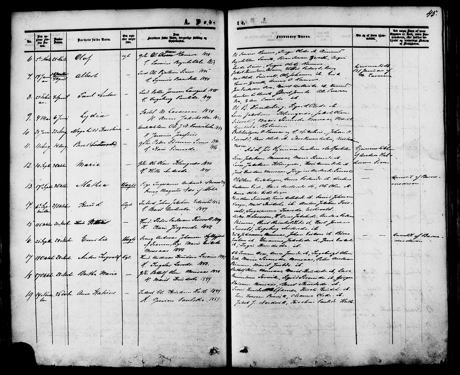 Ministerialprotokoller, klokkerbøker og fødselsregistre - Møre og Romsdal, AV/SAT-A-1454/542/L0552: Parish register (official) no. 542A02, 1854-1884, p. 45