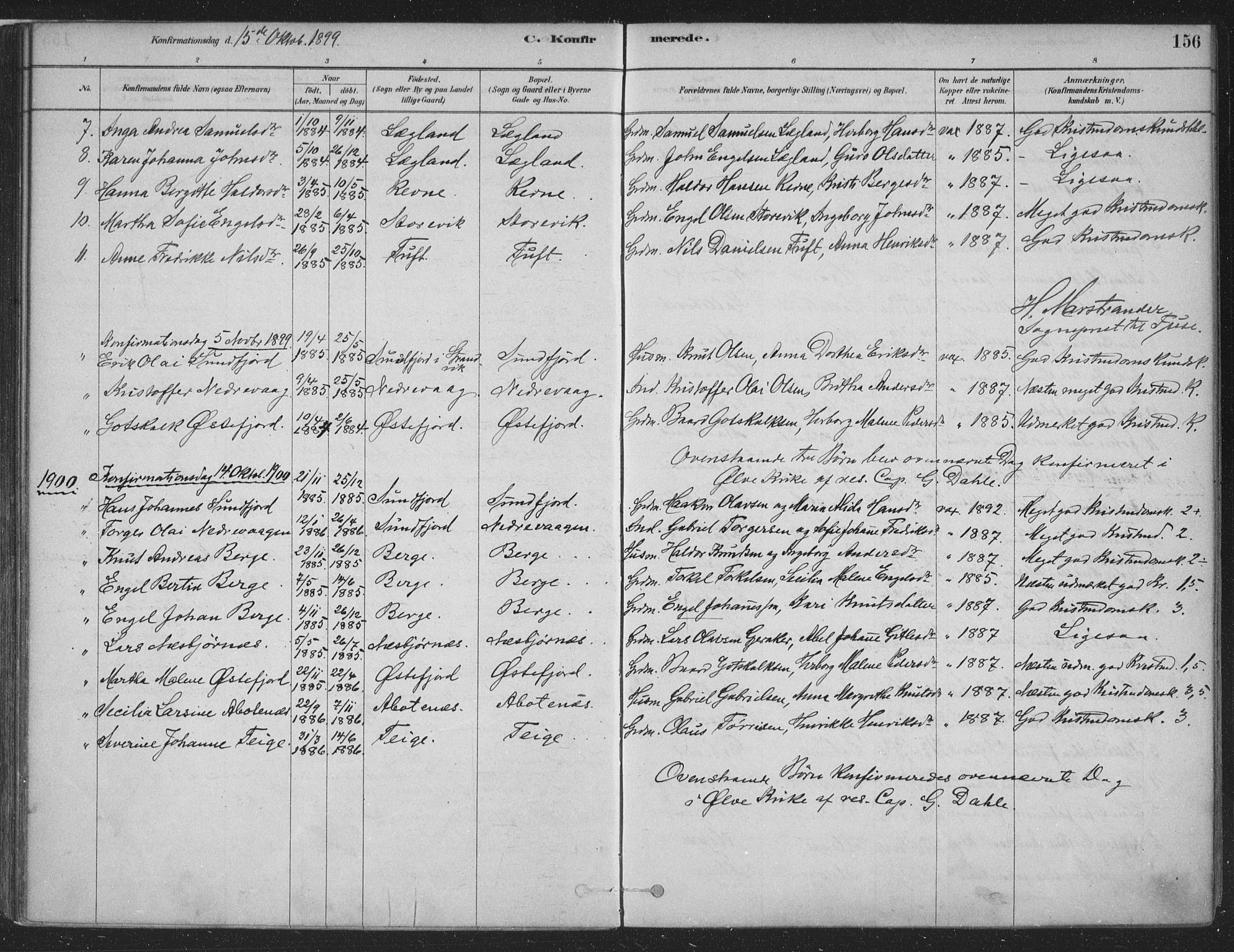 Fusa sokneprestembete, SAB/A-75401/H/Haa: Parish register (official) no. D 1, 1880-1938, p. 156