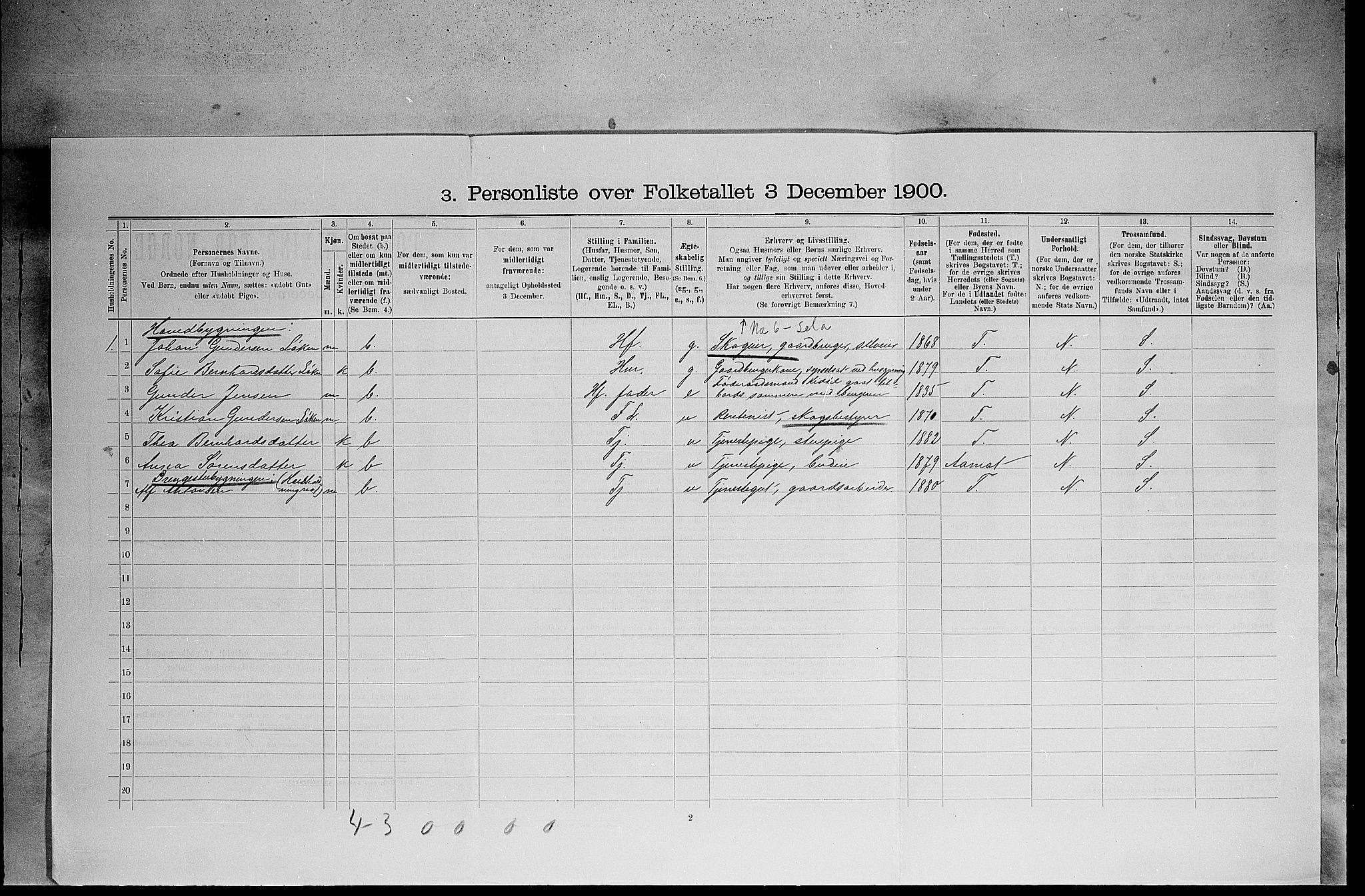 SAH, 1900 census for Elverum, 1900, p. 1464