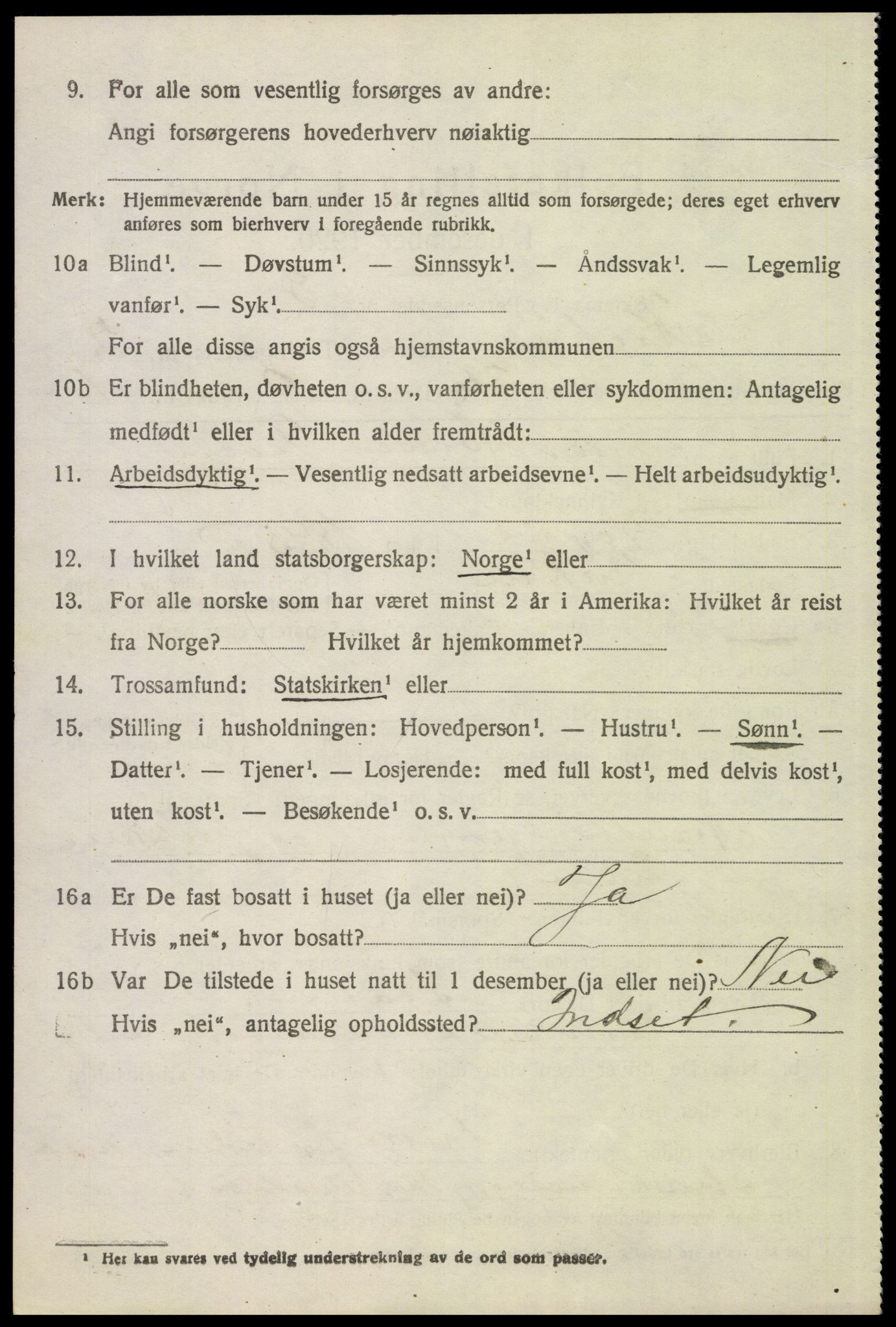 SAH, 1920 census for Kvikne, 1920, p. 1265